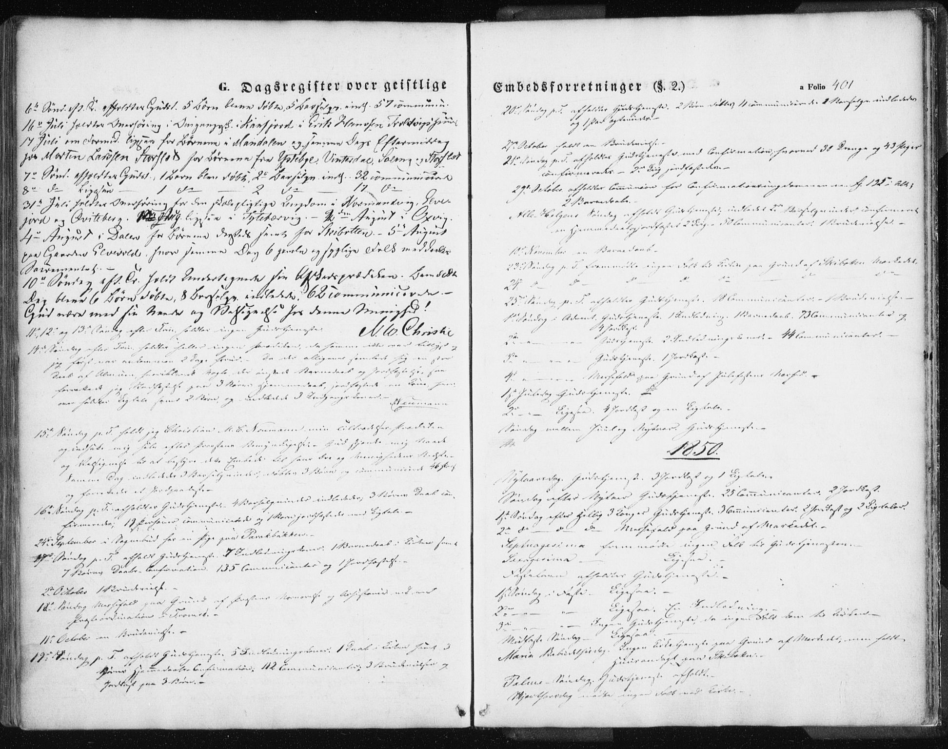 Lyngen sokneprestembete, SATØ/S-1289/H/He/Hea/L0004kirke: Parish register (official) no. 4, 1839-1858, p. 401