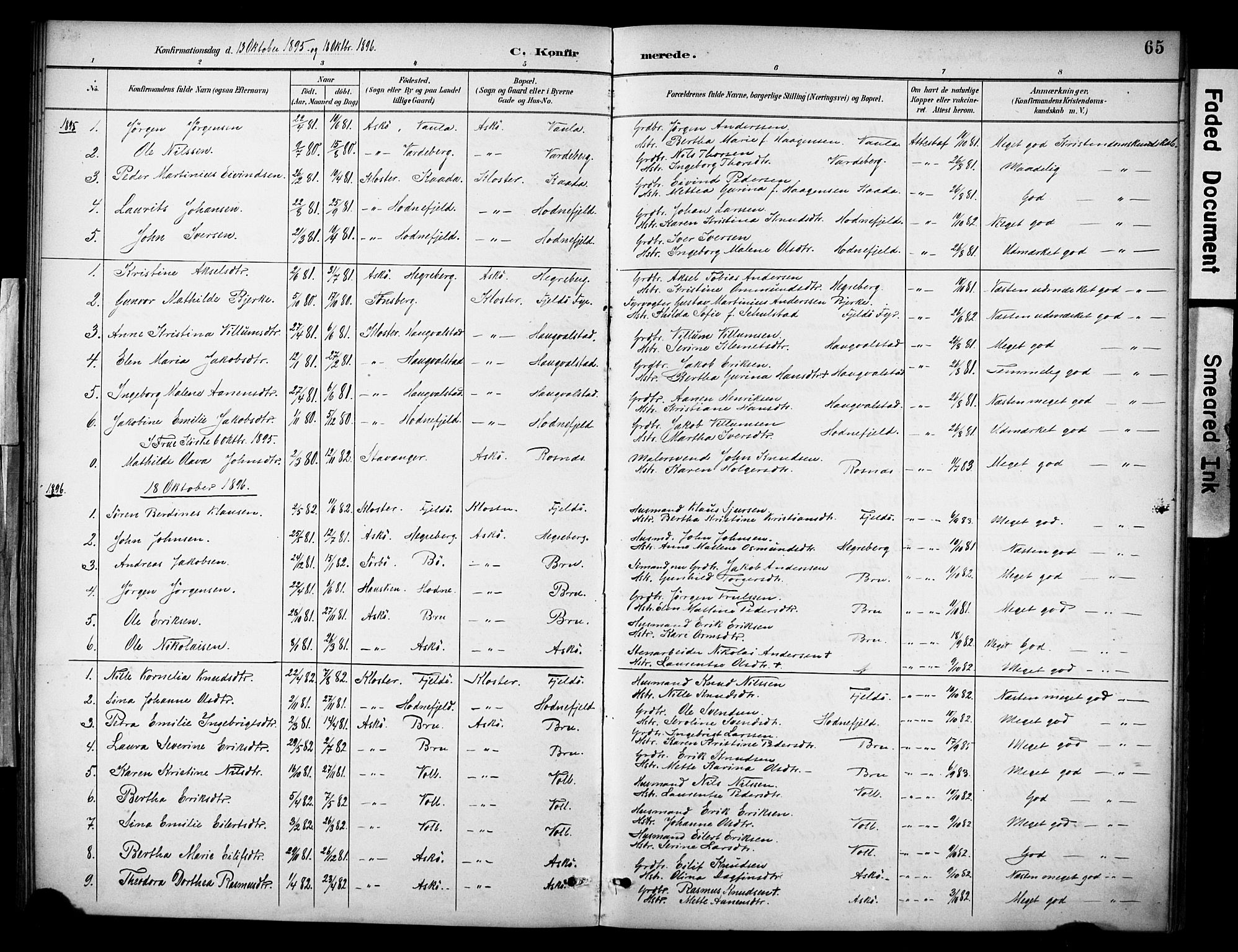 Rennesøy sokneprestkontor, AV/SAST-A -101827/H/Ha/Haa/L0015: Parish register (official) no. A 15, 1891-1908, p. 65