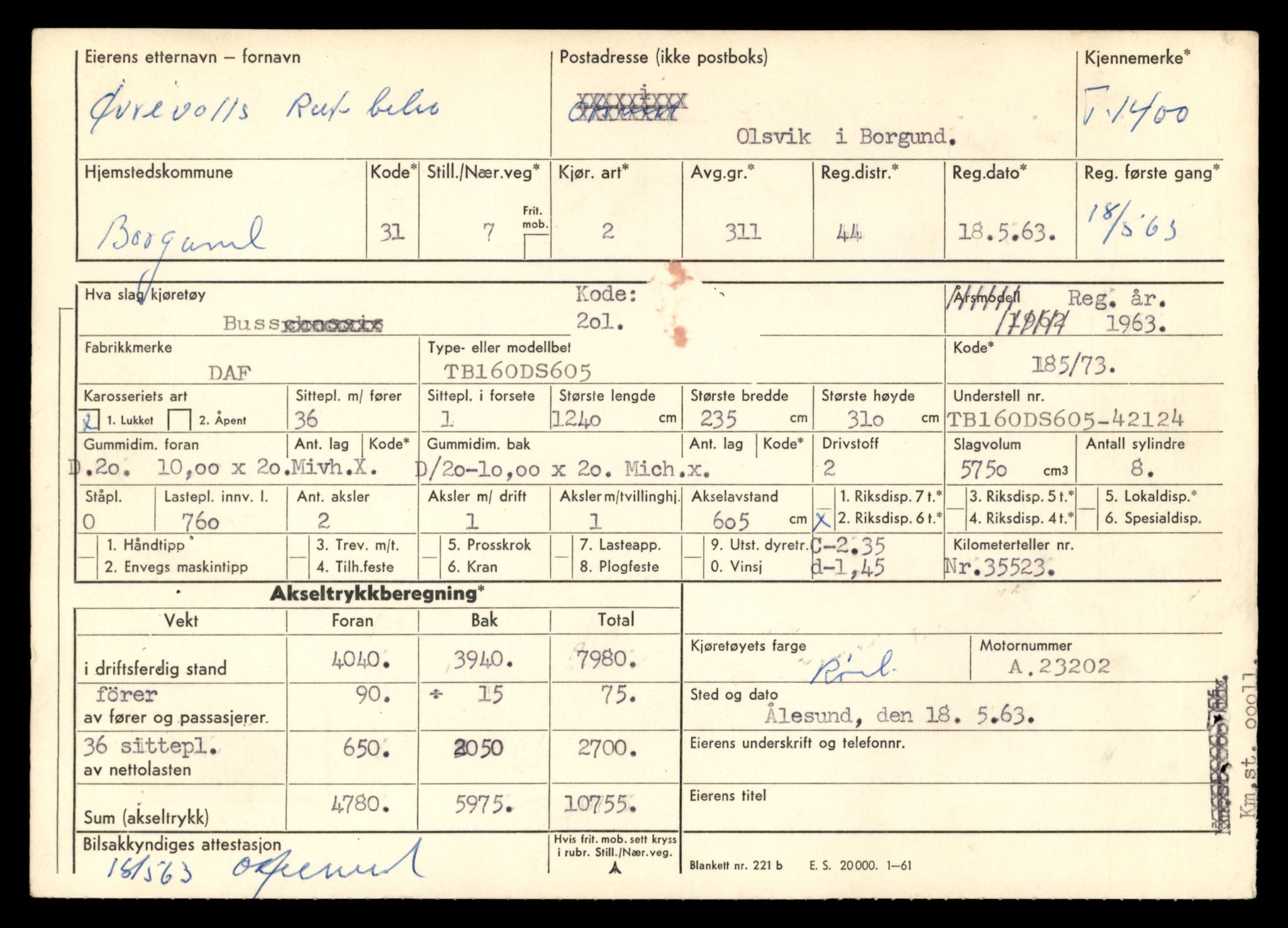 Møre og Romsdal vegkontor - Ålesund trafikkstasjon, AV/SAT-A-4099/F/Fe/L0012: Registreringskort for kjøretøy T 1290 - T 1450, 1927-1998, p. 2556