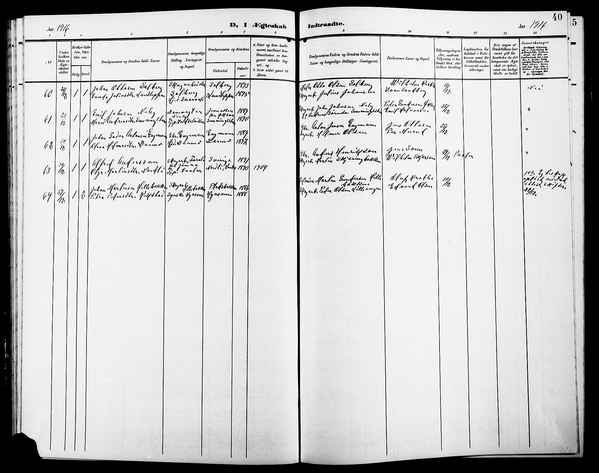 Elverum prestekontor, AV/SAH-PREST-044/H/Ha/Hab/L0009: Parish register (copy) no. 9, 1908-1921, p. 40