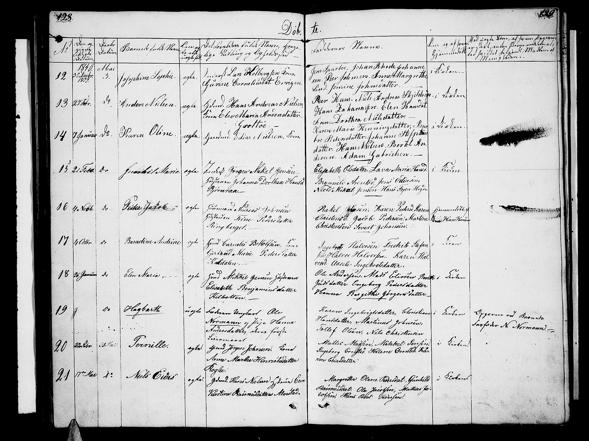 Trondenes sokneprestkontor, SATØ/S-1319/H/Hb/L0005klokker: Parish register (copy) no. 5, 1834-1845, p. 128-129