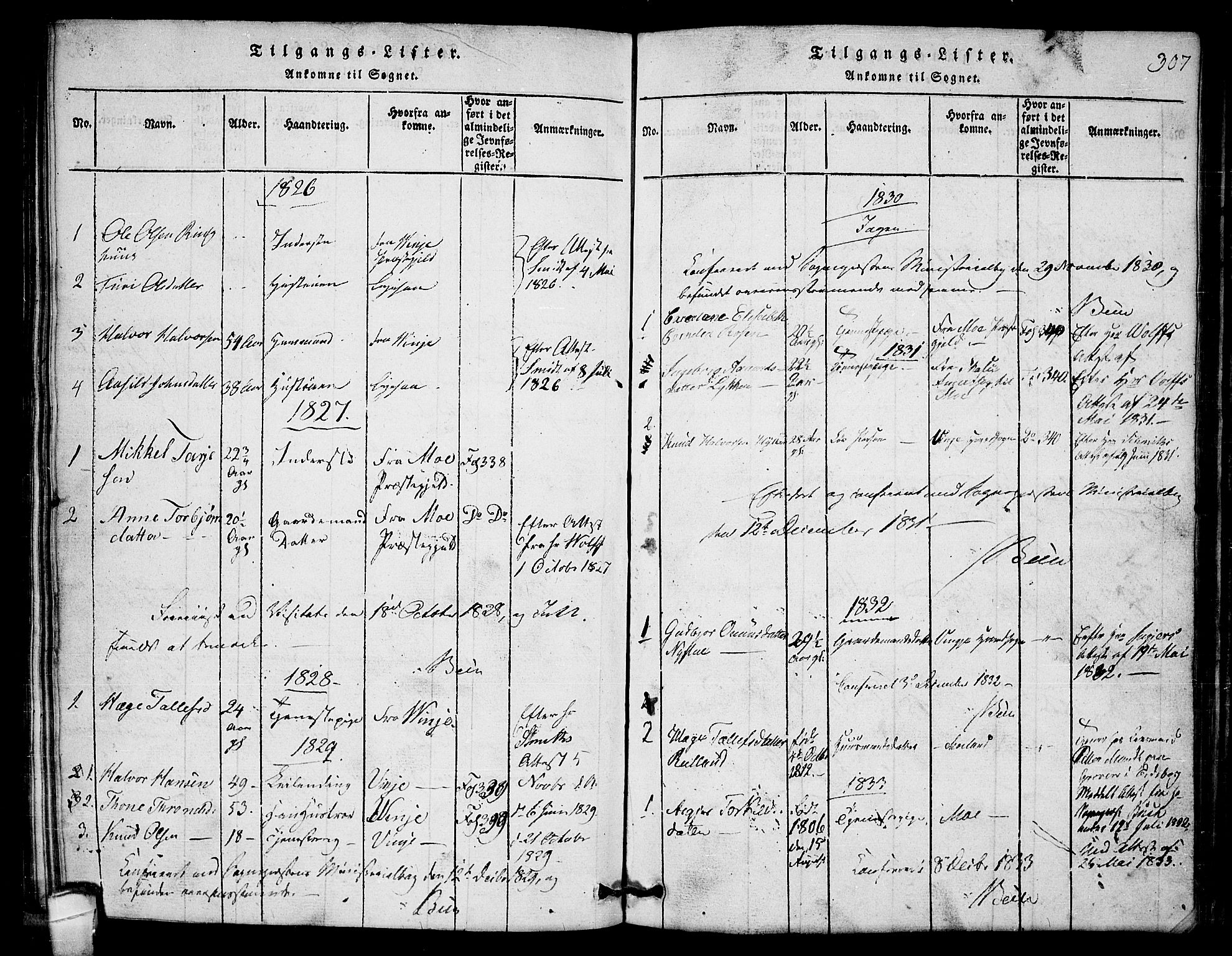 Lårdal kirkebøker, SAKO/A-284/G/Gb/L0001: Parish register (copy) no. II 1, 1815-1865, p. 307