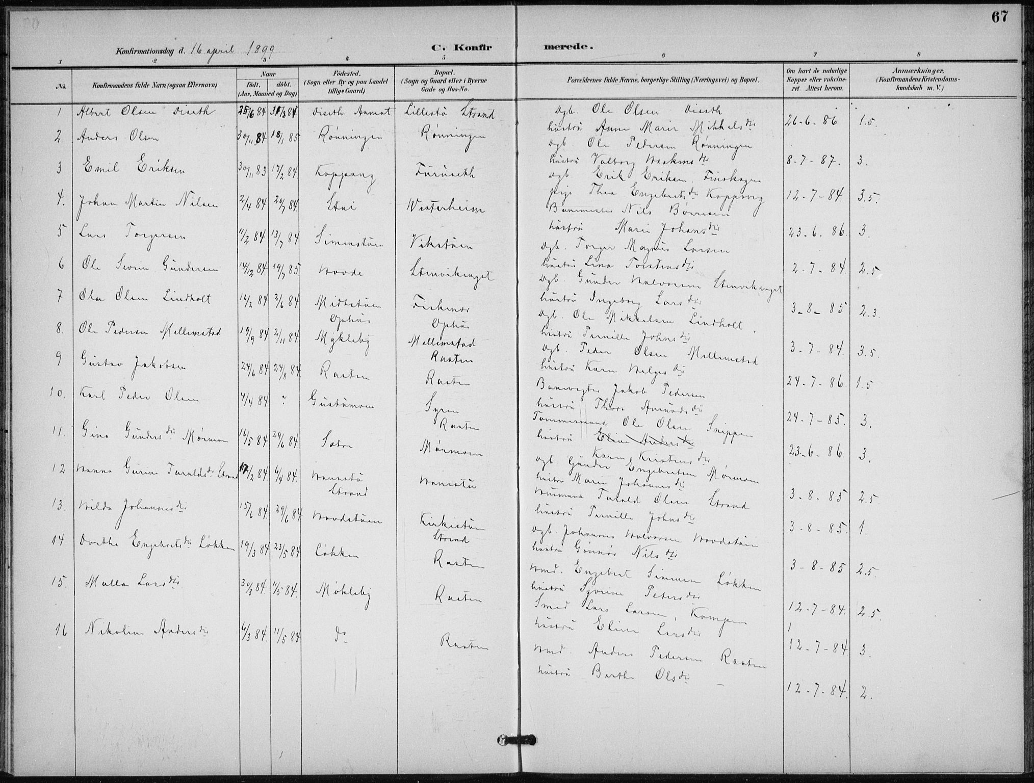 Stor-Elvdal prestekontor, AV/SAH-PREST-052/H/Ha/Hab/L0004: Parish register (copy) no. 4, 1895-1938, p. 67