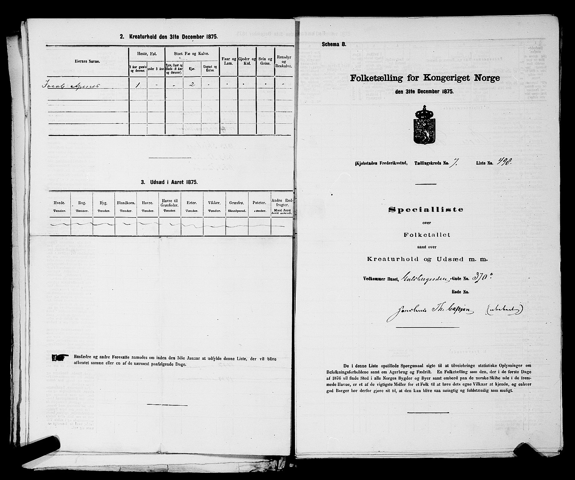 RA, 1875 census for 0103B Fredrikstad/Fredrikstad, 1875, p. 1154