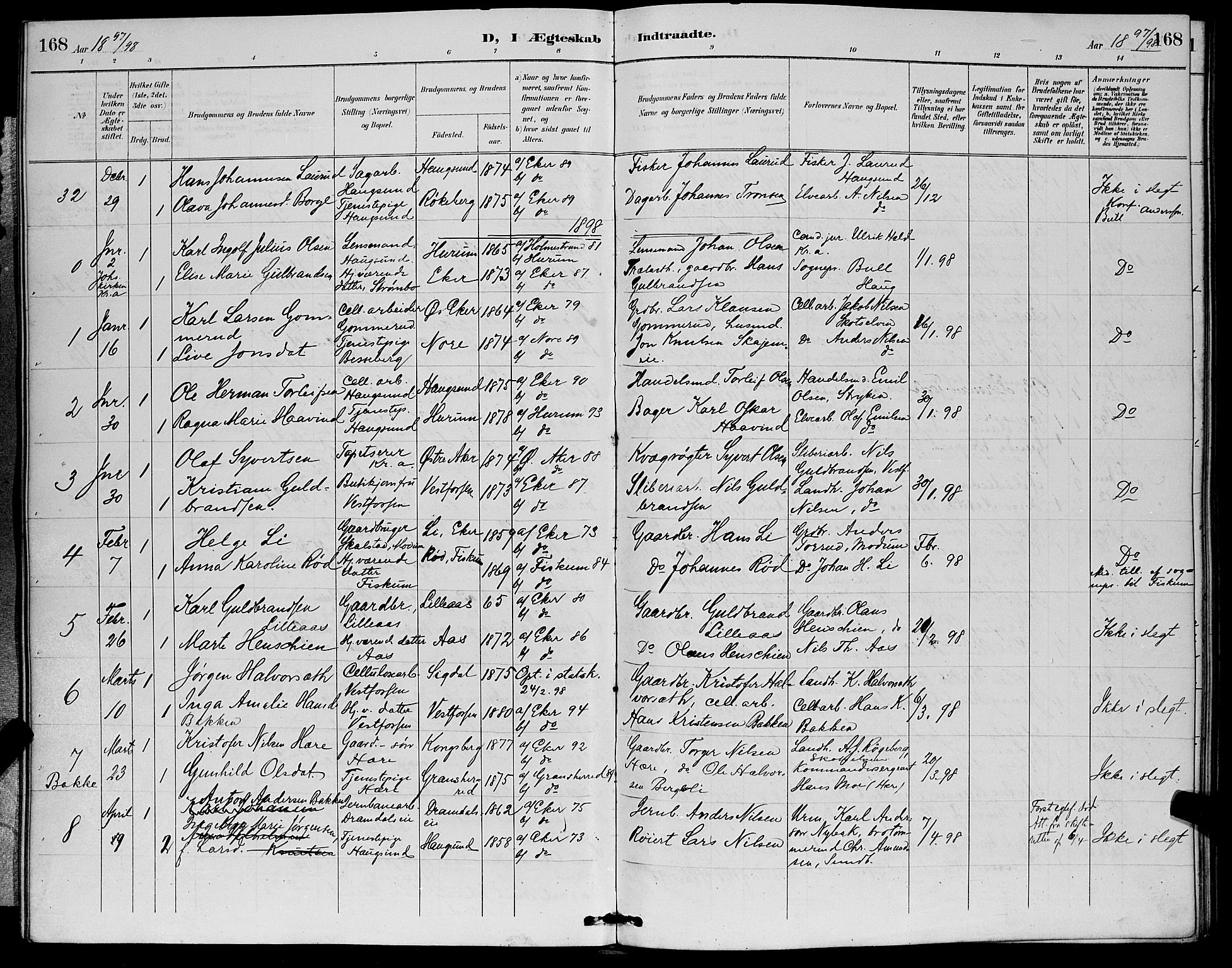 Eiker kirkebøker, SAKO/A-4/G/Ga/L0007: Parish register (copy) no. I 7, 1893-1902, p. 168
