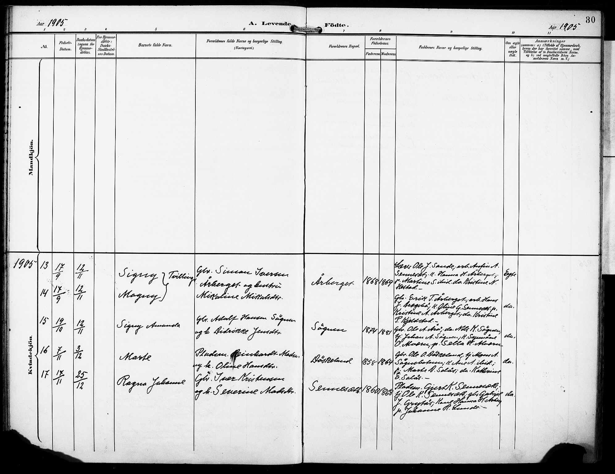 Gaular sokneprestembete, SAB/A-80001/H/Haa: Parish register (official) no. B 2, 1898-1911, p. 30