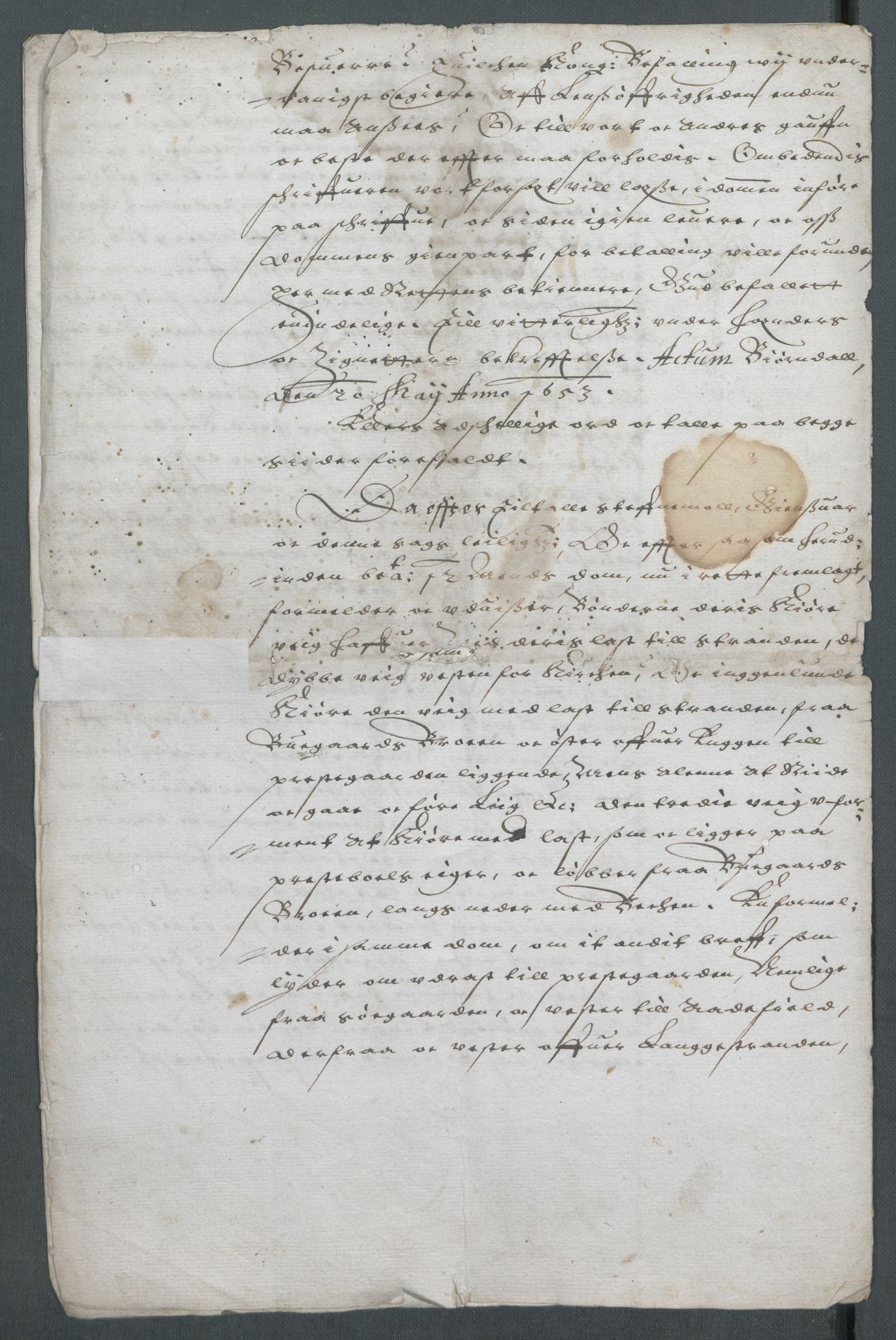 Riksarkivets diplomsamling, AV/RA-EA-5965/F02/L0165: Dokumenter, 1652-1653, p. 212