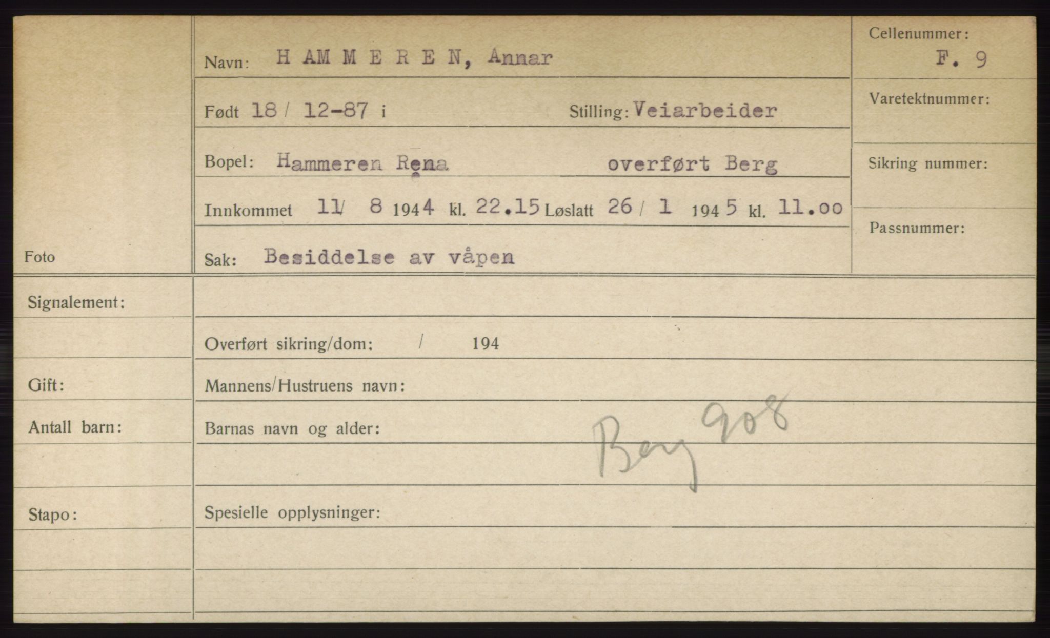 Statspolitiet - Hovedkontoret / Osloavdelingen, AV/RA-S-1329/C/Ck/Cke/L0003: Fangeregister; etternavn G - K, 1941-1945, p. 220