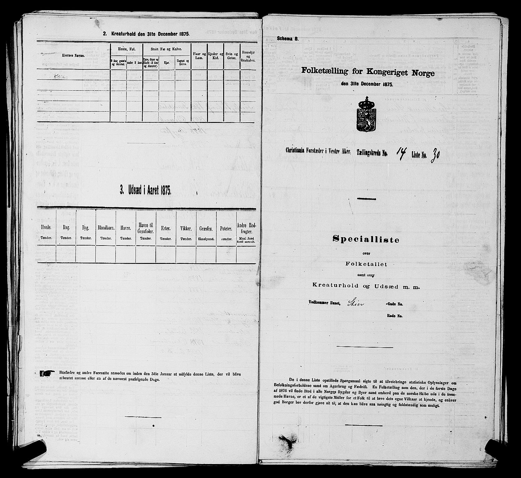 RA, 1875 census for 0218aP Vestre Aker, 1875, p. 2301