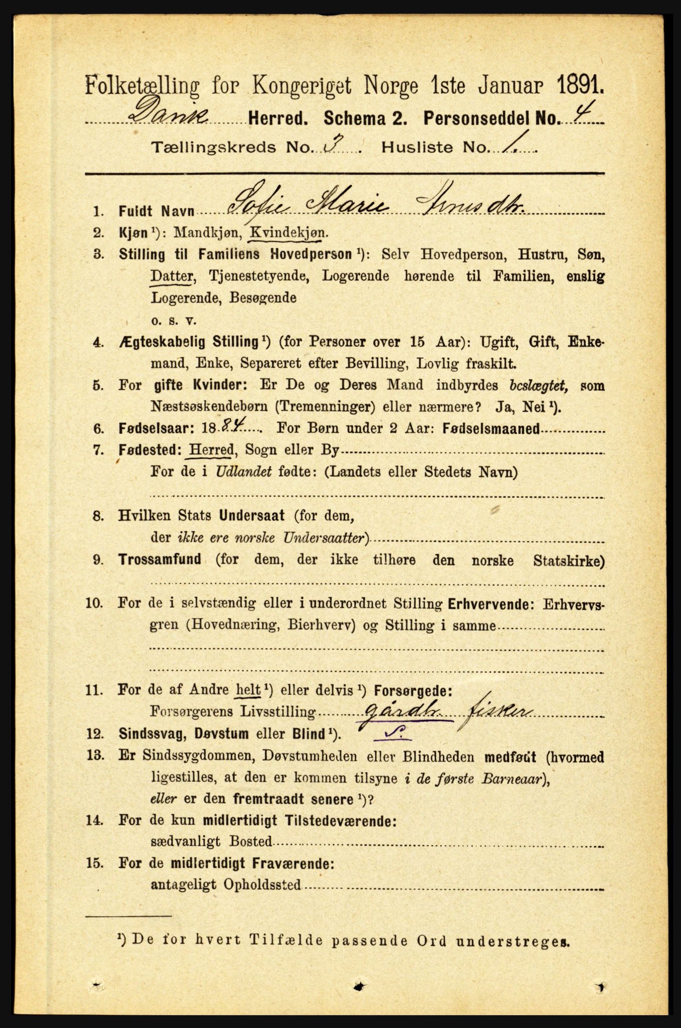 RA, 1891 census for 1442 Davik, 1891, p. 983