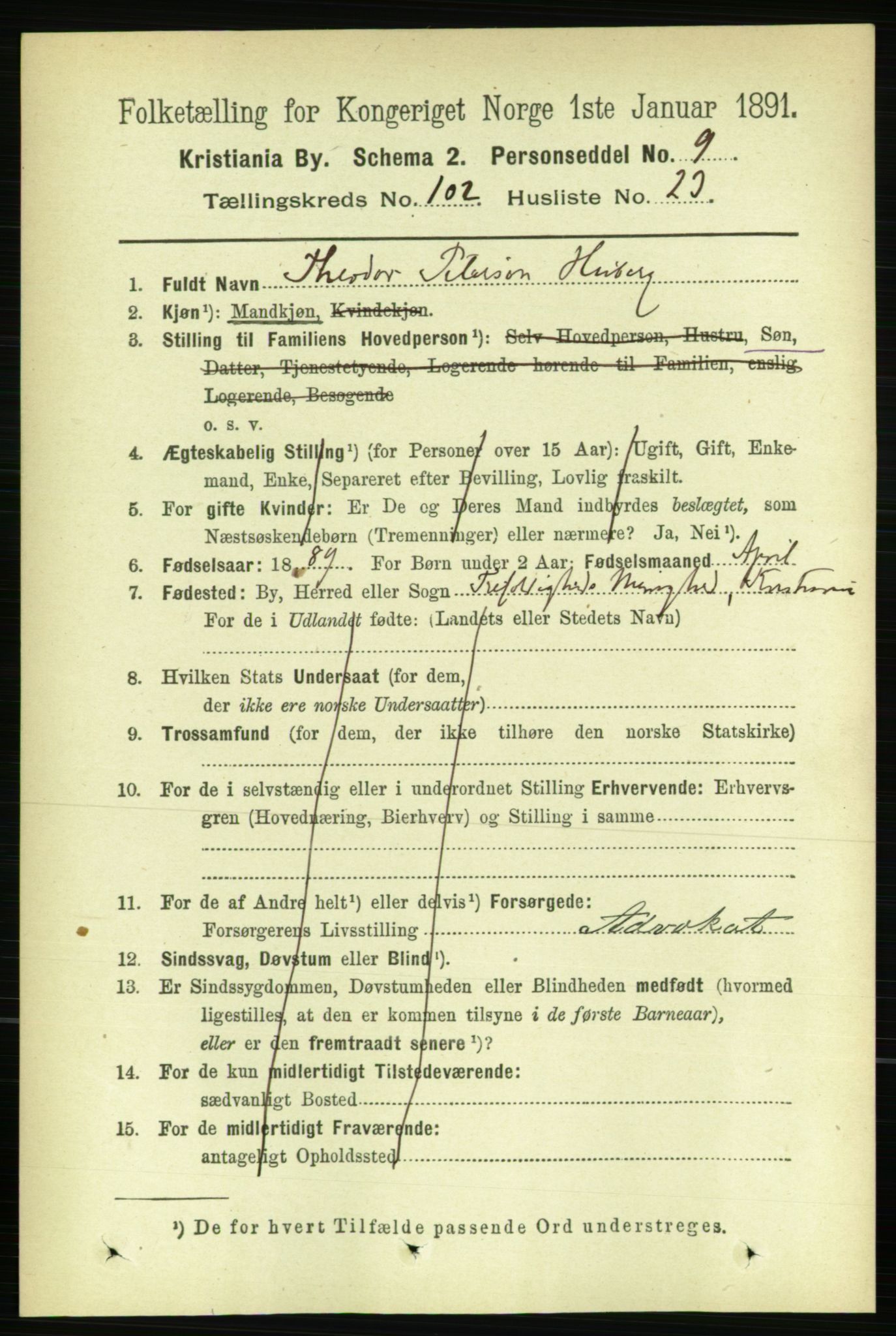 RA, 1891 census for 0301 Kristiania, 1891, p. 51002
