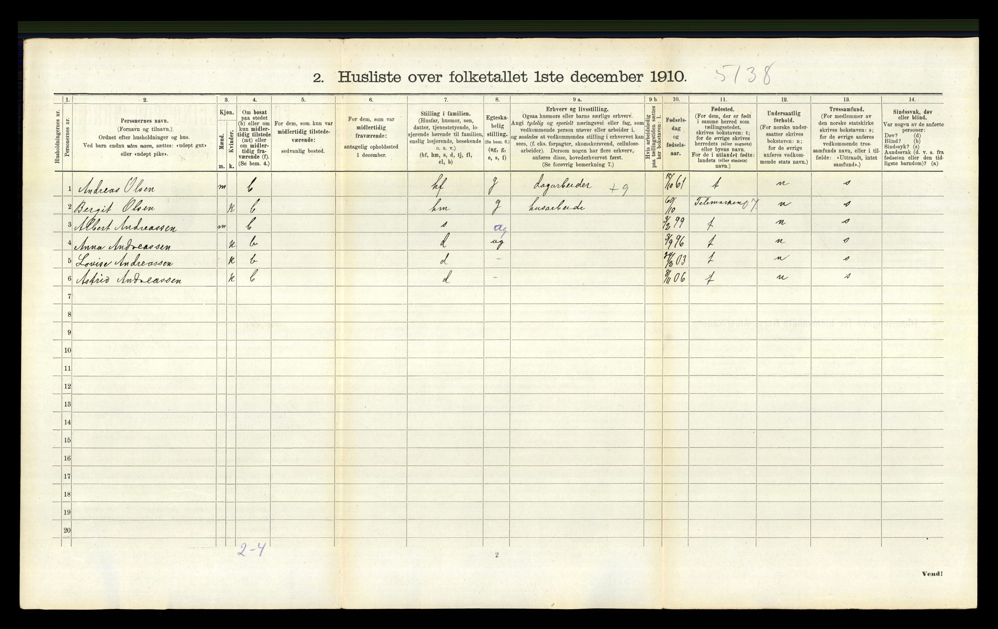 RA, 1910 census for Bamble, 1910, p. 473