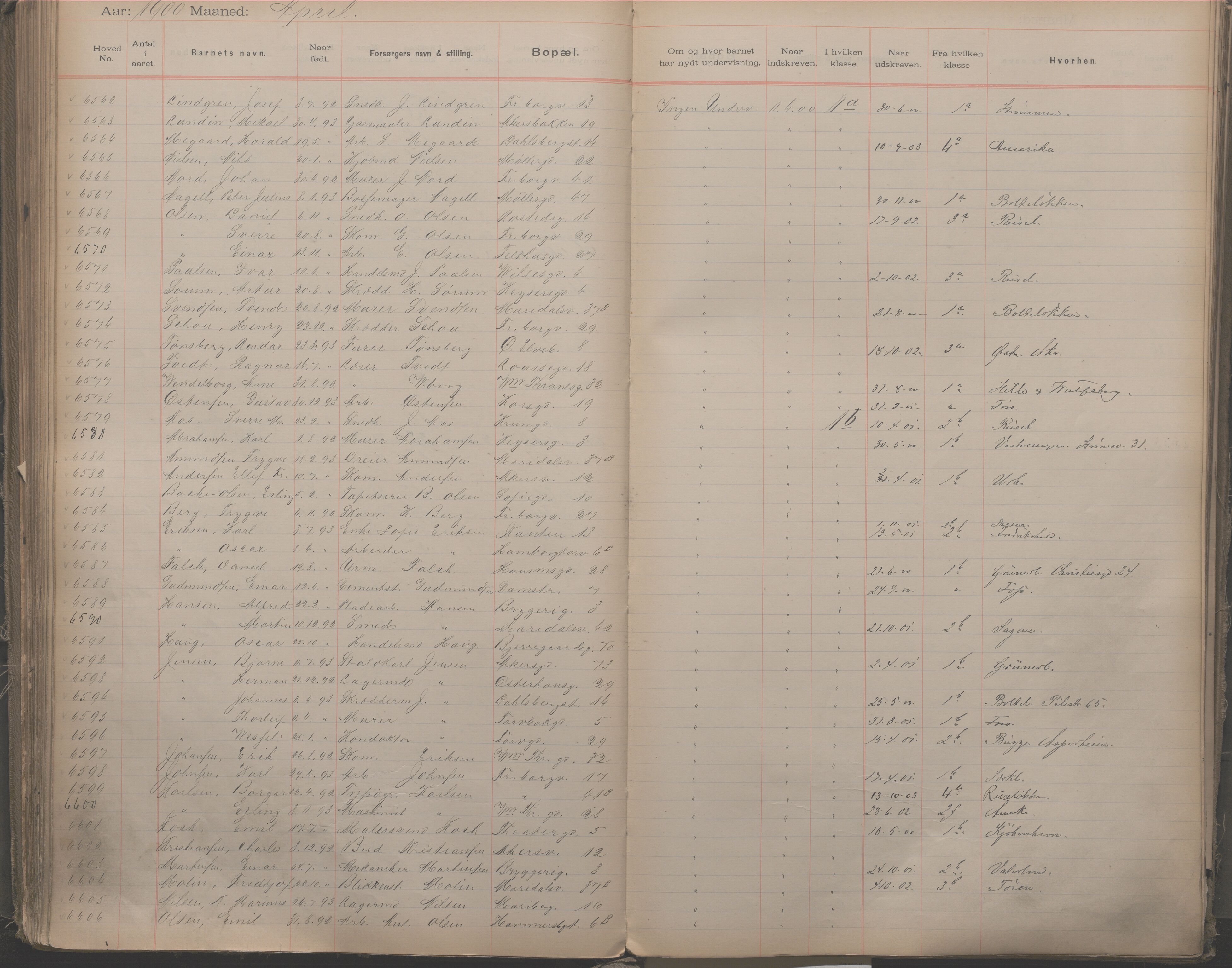 Møllergata skole, OBA/A-20129/F/Fa/L0001: Ut-/innskrivningsprotokoll, 1889-1907, p. 151