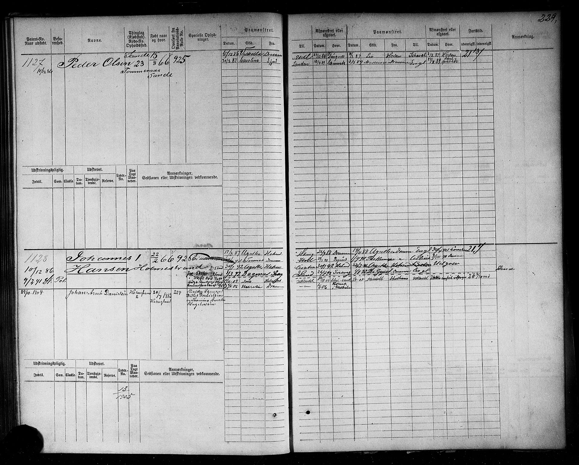 Holmestrand innrulleringskontor, AV/SAKO-A-1151/F/Fc/L0004: Hovedrulle, 1872-1913, p. 268