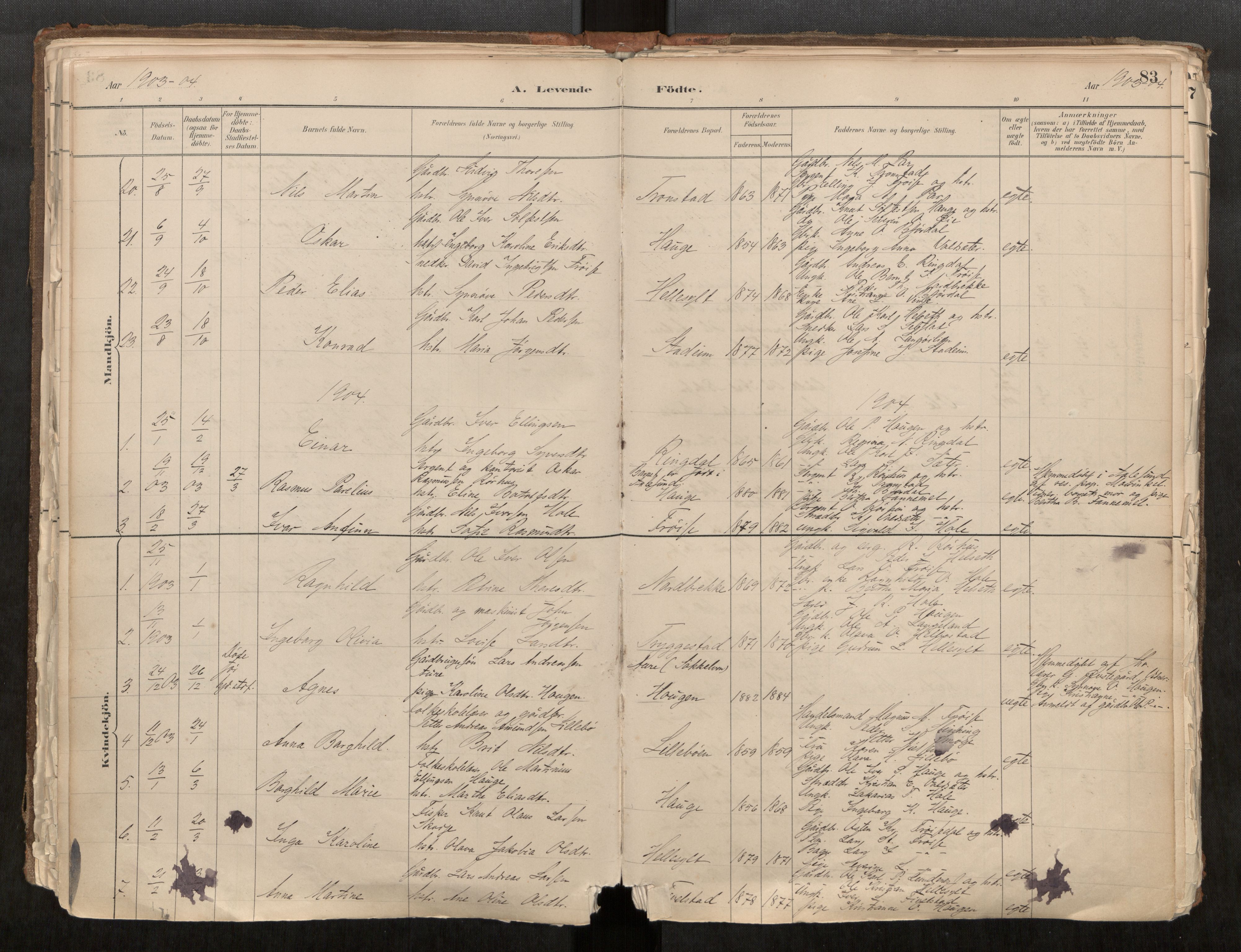 Sunnylven sokneprestkontor, SAT/A-1007: Parish register (official) no. 517A08, 1882-1939, p. 83