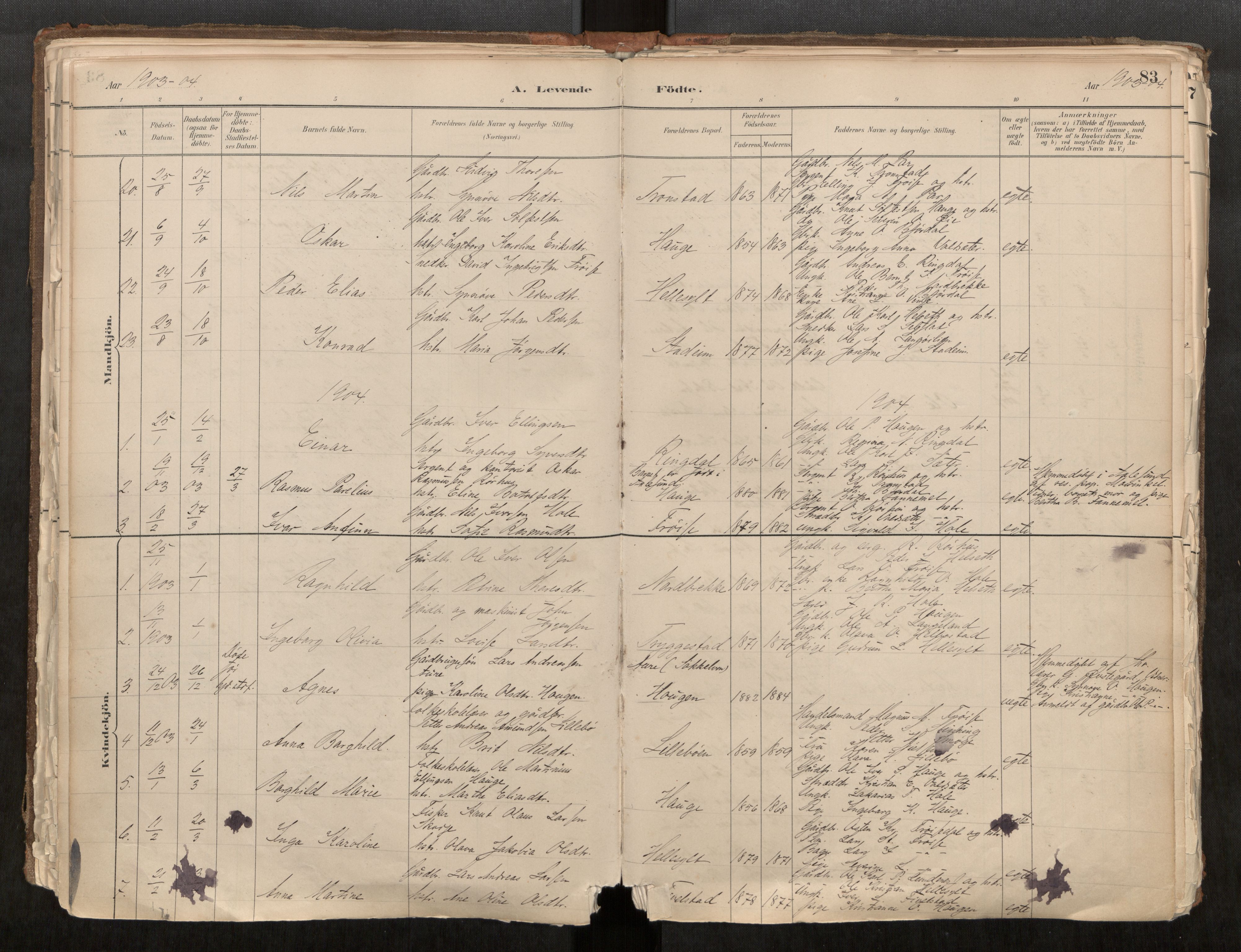 Sunnylven sokneprestkontor, AV/SAT-A-1007: Parish register (official) no. 517A08, 1882-1939, p. 83