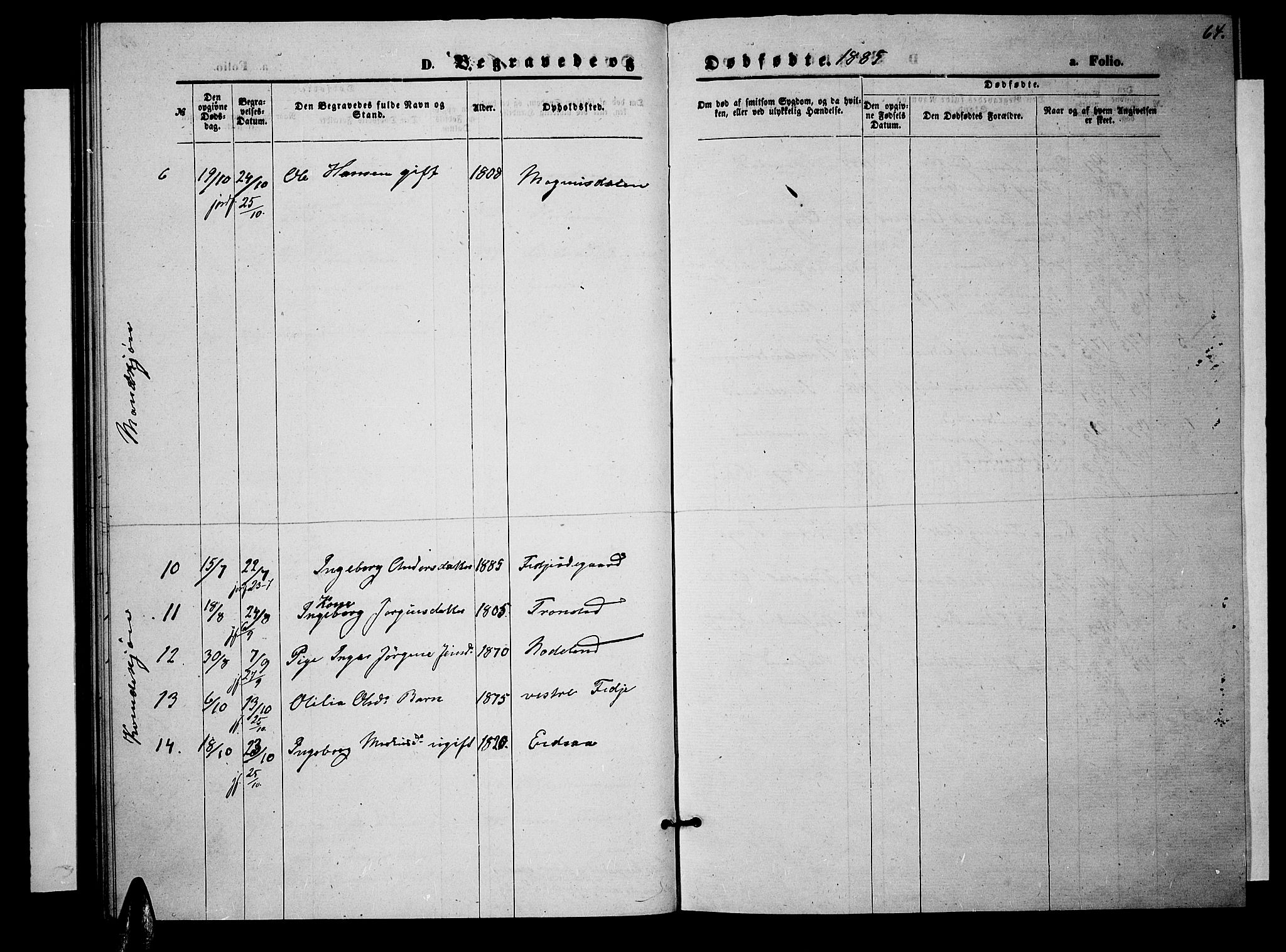 Søgne sokneprestkontor, AV/SAK-1111-0037/F/Fb/Fba/L0003: Parish register (copy) no. B 3, 1874-1887, p. 64