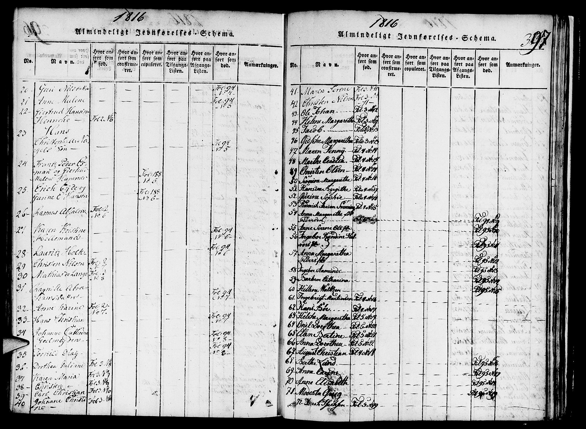 Nykirken Sokneprestembete, AV/SAB-A-77101/H/Haa/L0011: Parish register (official) no. A 11, 1816-1821, p. 397