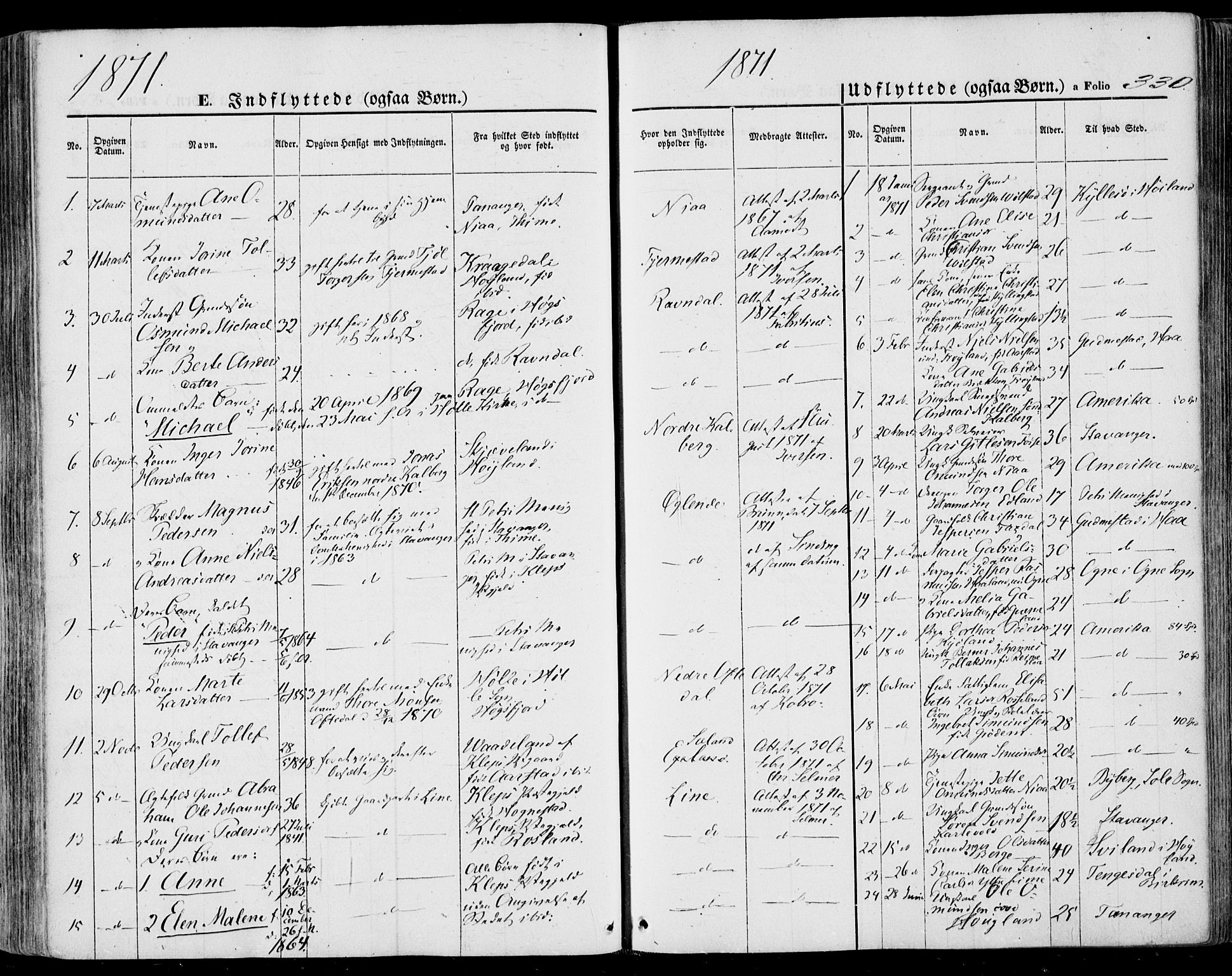 Lye sokneprestkontor, SAST/A-101794/001/30BA/L0007: Parish register (official) no. A 6, 1856-1871, p. 330