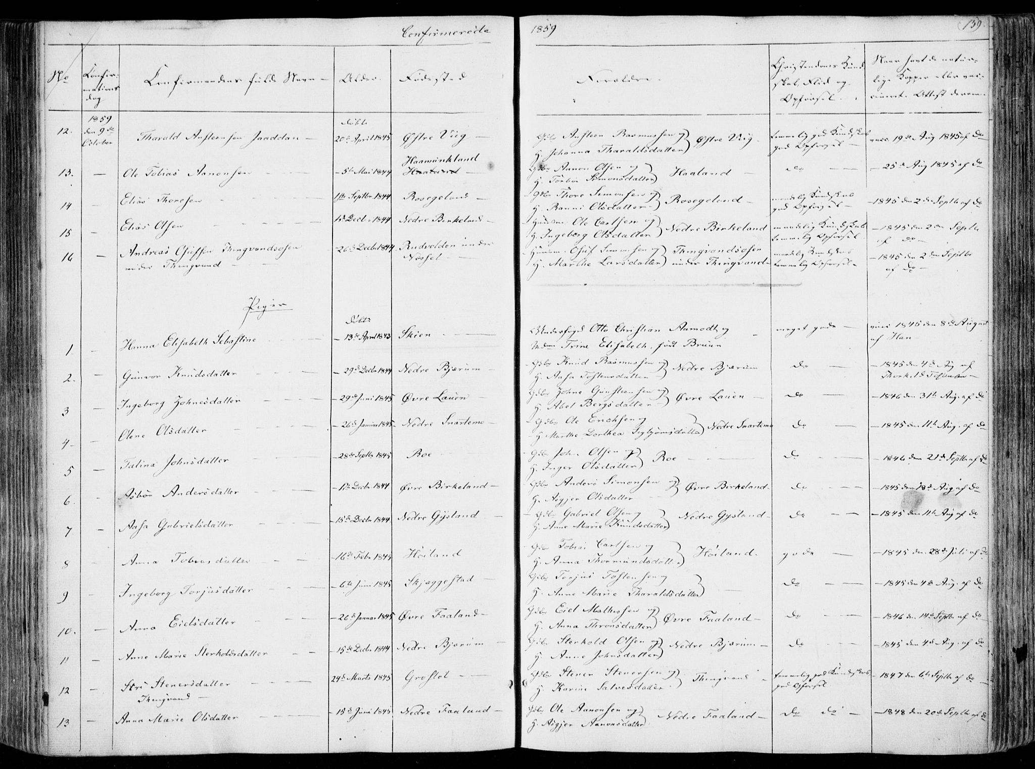 Hægebostad sokneprestkontor, AV/SAK-1111-0024/F/Fa/Faa/L0004: Parish register (official) no. A 4, 1834-1864, p. 159