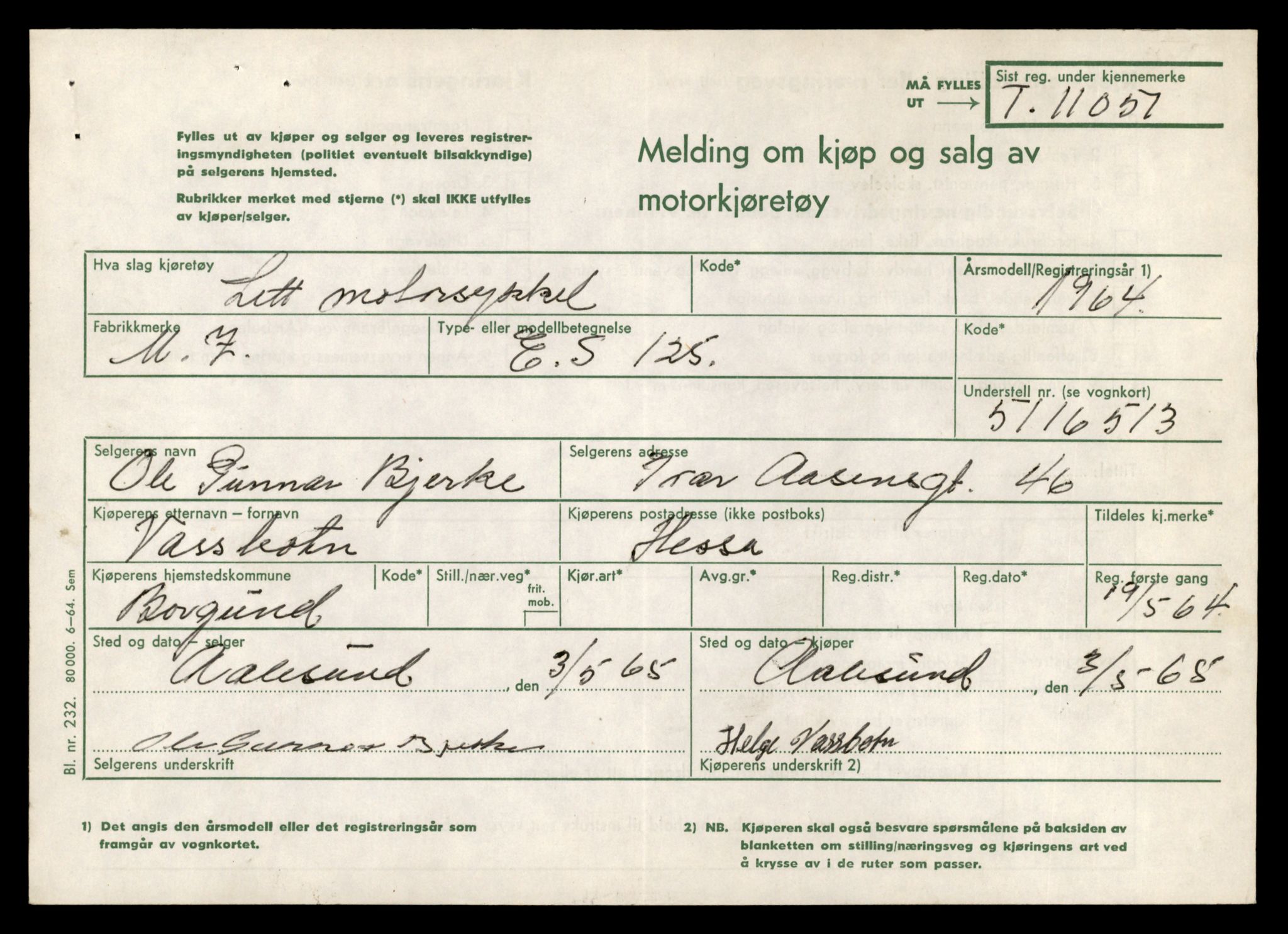 Møre og Romsdal vegkontor - Ålesund trafikkstasjon, AV/SAT-A-4099/F/Fe/L0026: Registreringskort for kjøretøy T 11046 - T 11160, 1927-1998, p. 139