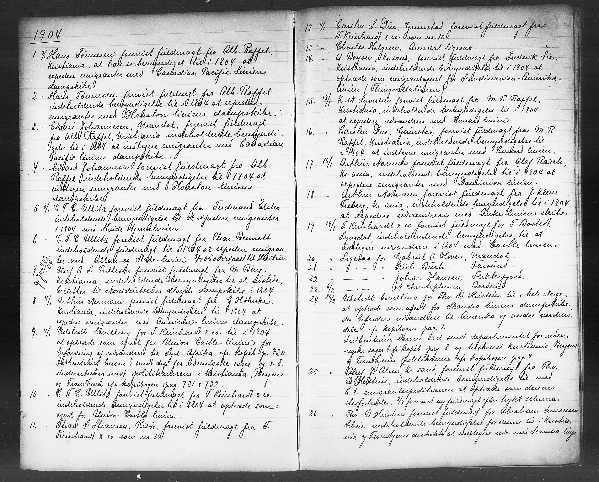 Kristiansand politikammer, AV/SAK-1243-0004/K/Kb/L0243: Emigrantprotokoll, 1901-1905, p. 300