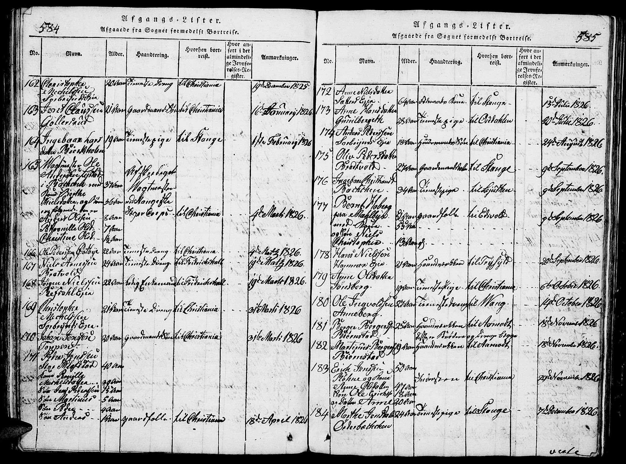 Romedal prestekontor, SAH/PREST-004/L/L0005: Parish register (copy) no. 5, 1814-1829, p. 584-585