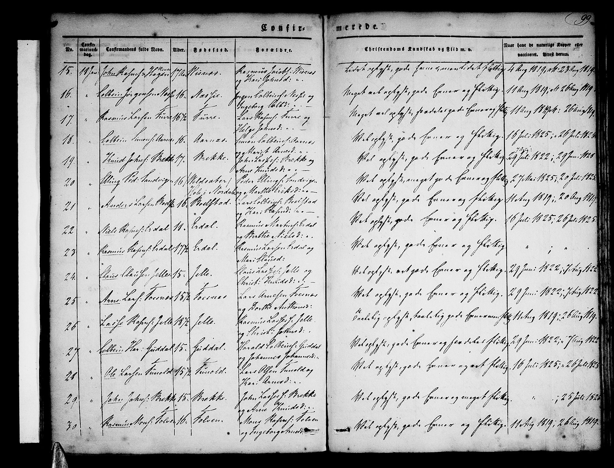 Stryn Sokneprestembete, SAB/A-82501: Parish register (official) no. A 1, 1832-1845, p. 99