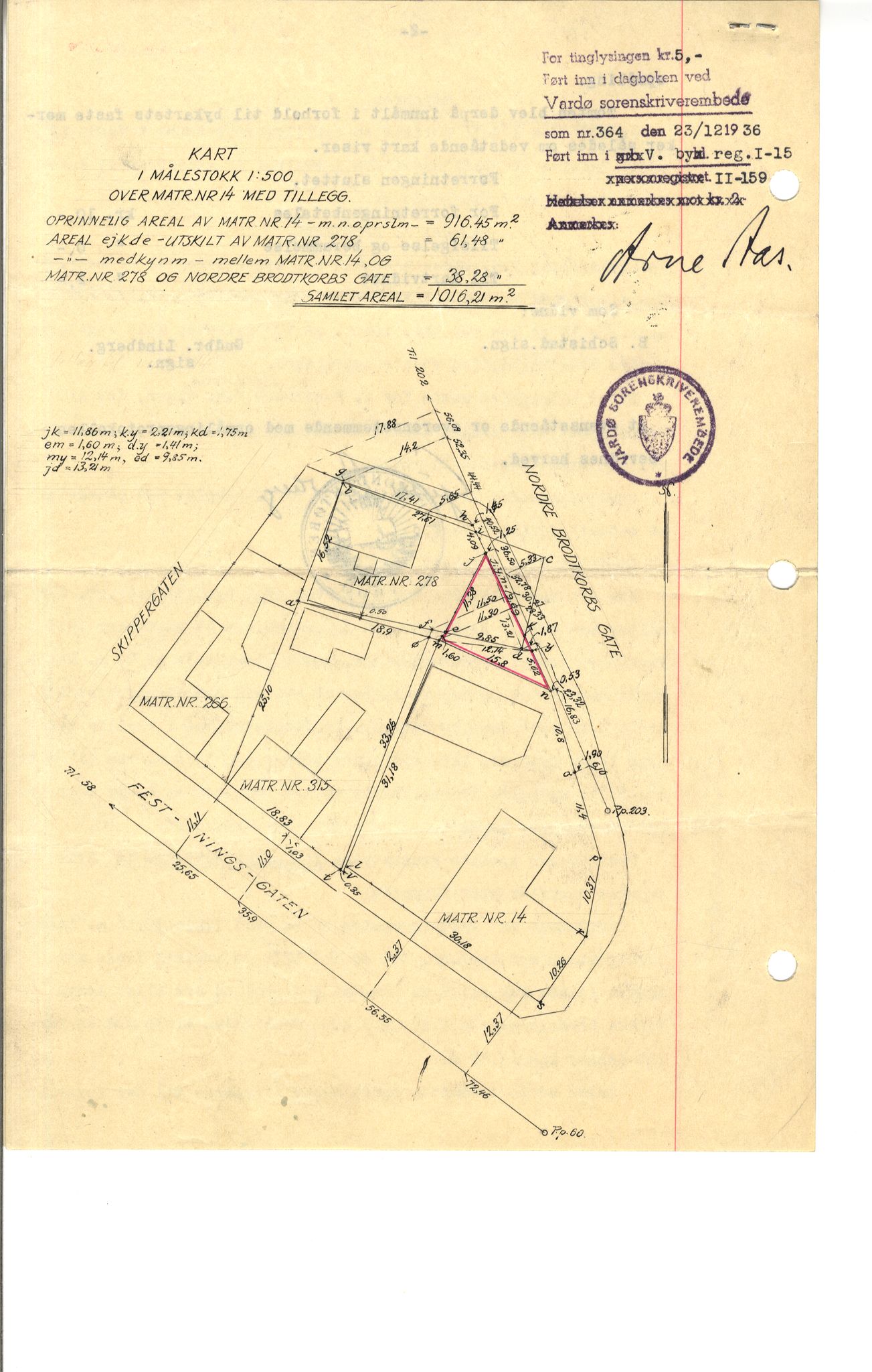 Brodtkorb handel A/S, VAMU/A-0001/Q/Qb/L0002: Skjøter og grunnbrev i Vardø by, 1852-1949, p. 56