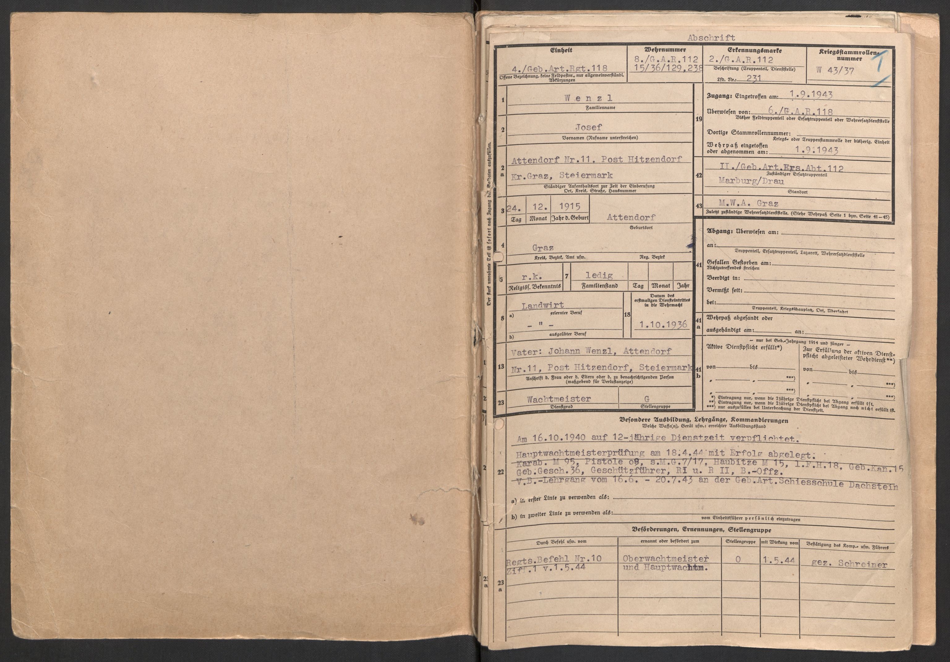 Deutscher Oberbefehlshaber Norwegen (DOBN), RA/RAFA-2197/D/Do/L0235/0007: DBT Abt. III / Domsdokumenter Gericht der 6. Gebirgs-Division - desserteringer 9. mai 1945, 1945