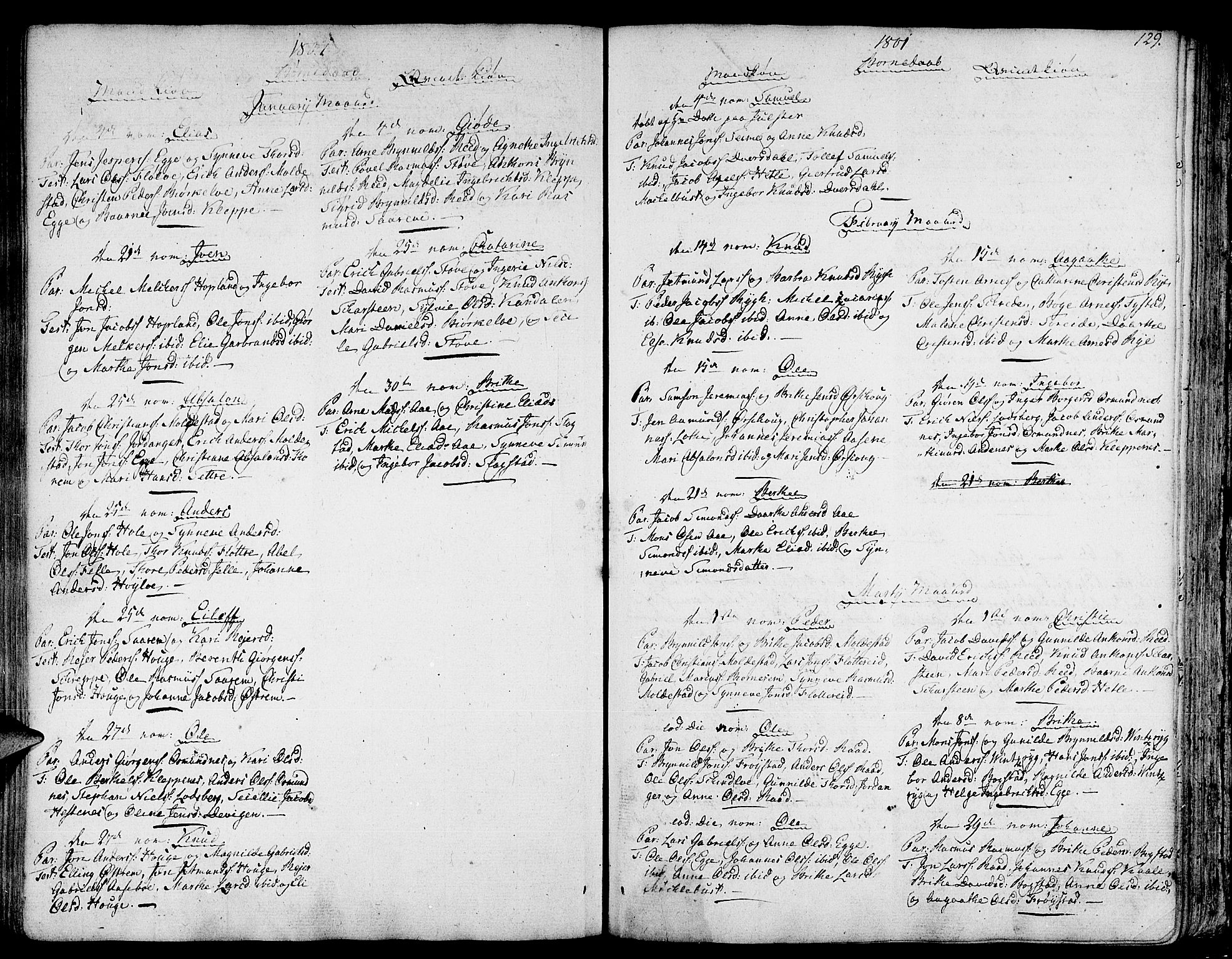 Gloppen sokneprestembete, AV/SAB-A-80101/H/Haa/Haaa/L0005: Parish register (official) no. A 5, 1785-1815, p. 129