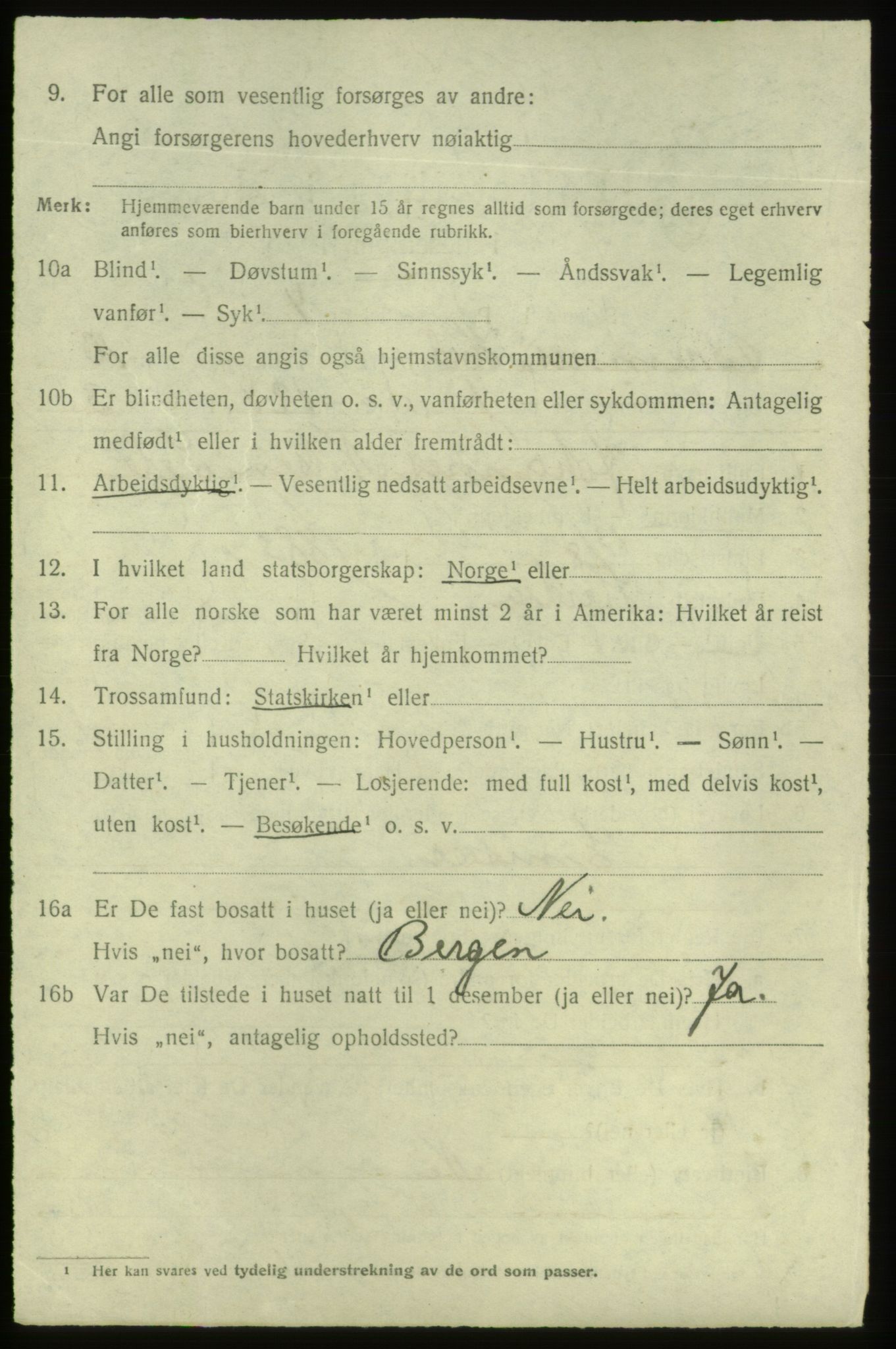 SAB, 1920 census for Bremnes, 1920, p. 6363