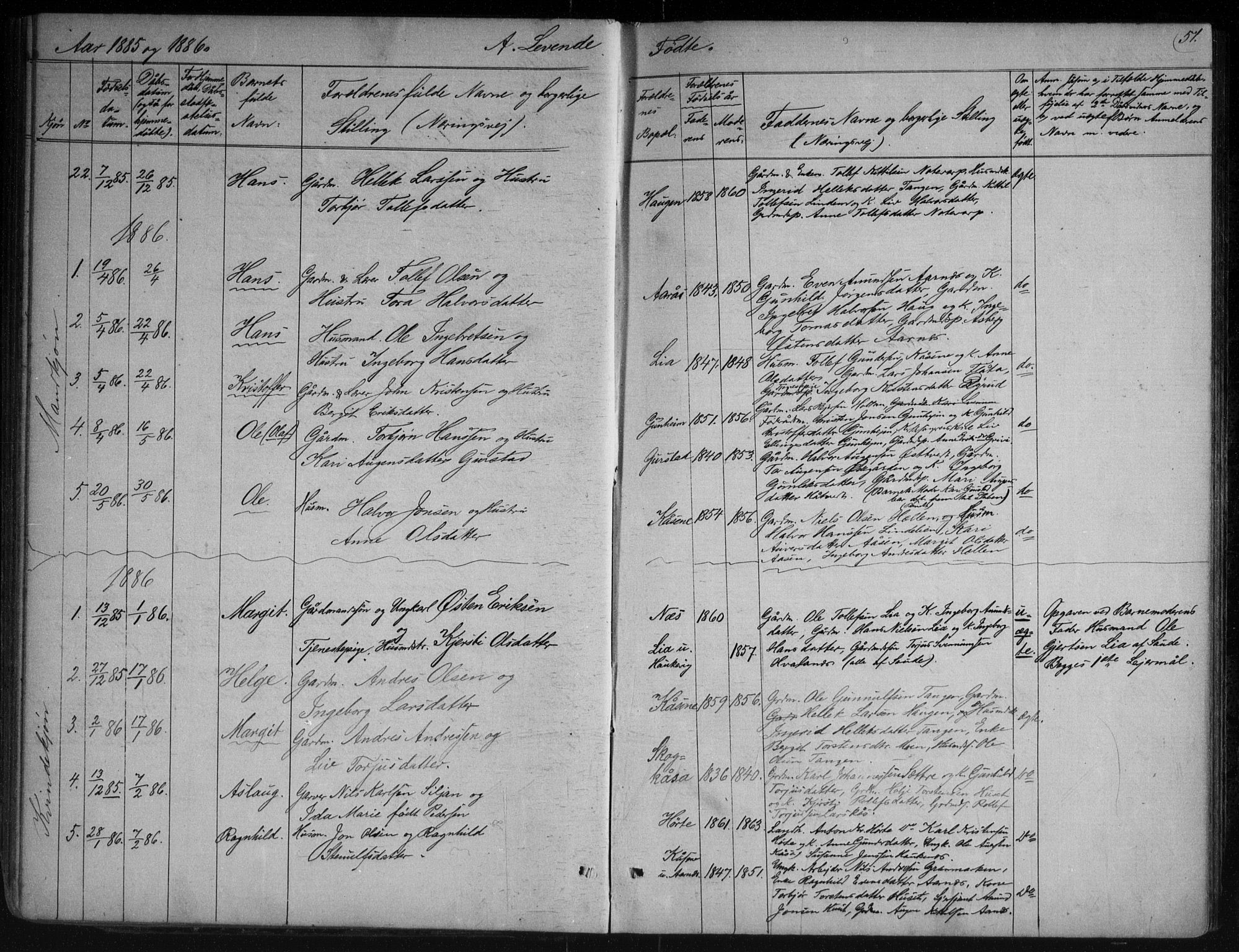 Sauherad kirkebøker, AV/SAKO-A-298/G/Gb/L0002: Parish register (copy) no. II 2, 1866-1897, p. 51