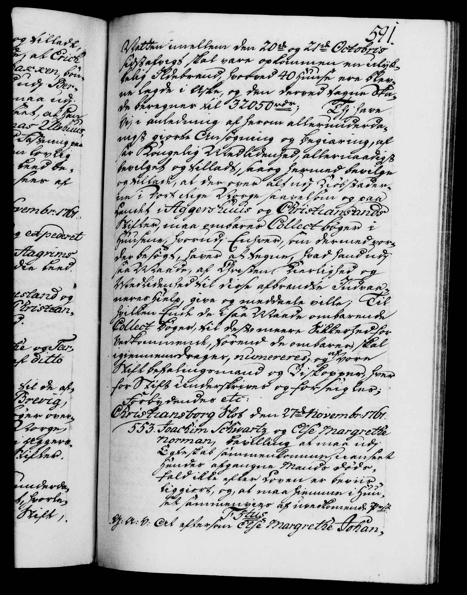 Danske Kanselli 1572-1799, AV/RA-EA-3023/F/Fc/Fca/Fcaa/L0041: Norske registre, 1760-1762, p. 591a