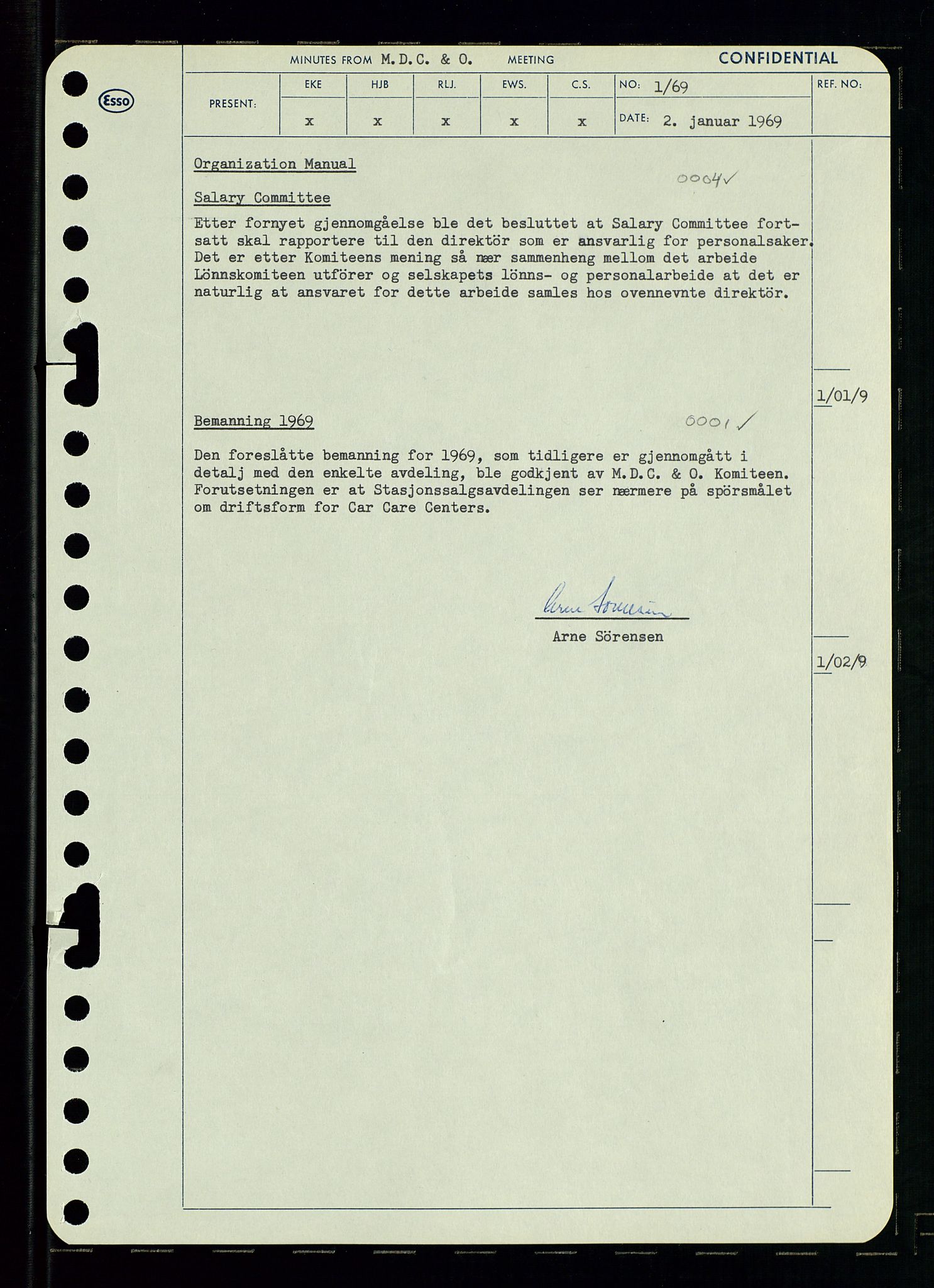 Pa 0982 - Esso Norge A/S, SAST/A-100448/A/Aa/L0003/0001: Den administrerende direksjon Board minutes (styrereferater) og Bedriftforsamlingsprotokoll / Den administrerende direksjon Board minutes (styrereferater), 1969, p. 133