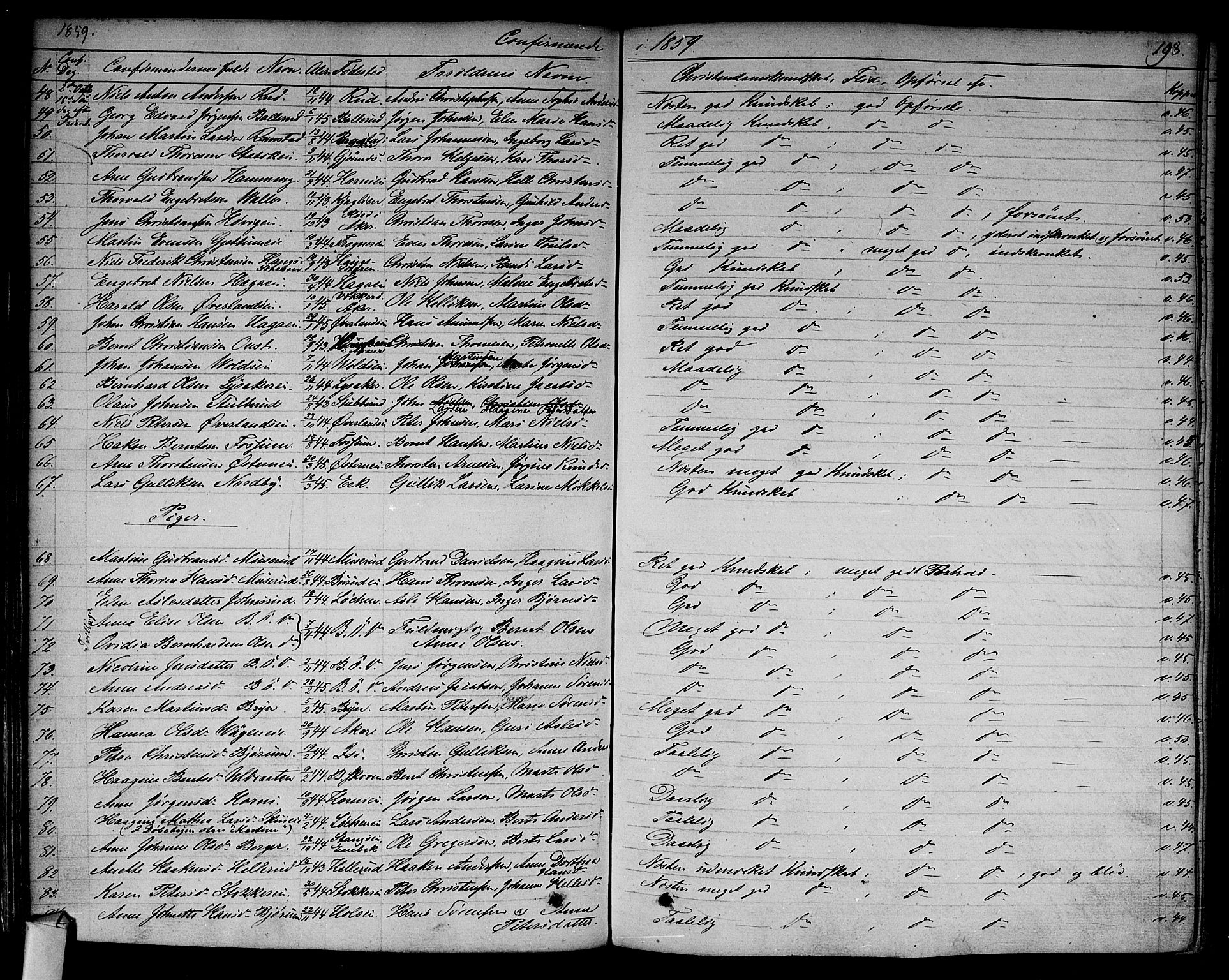 Asker prestekontor Kirkebøker, SAO/A-10256a/F/Fa/L0009: Parish register (official) no. I 9, 1825-1878, p. 198