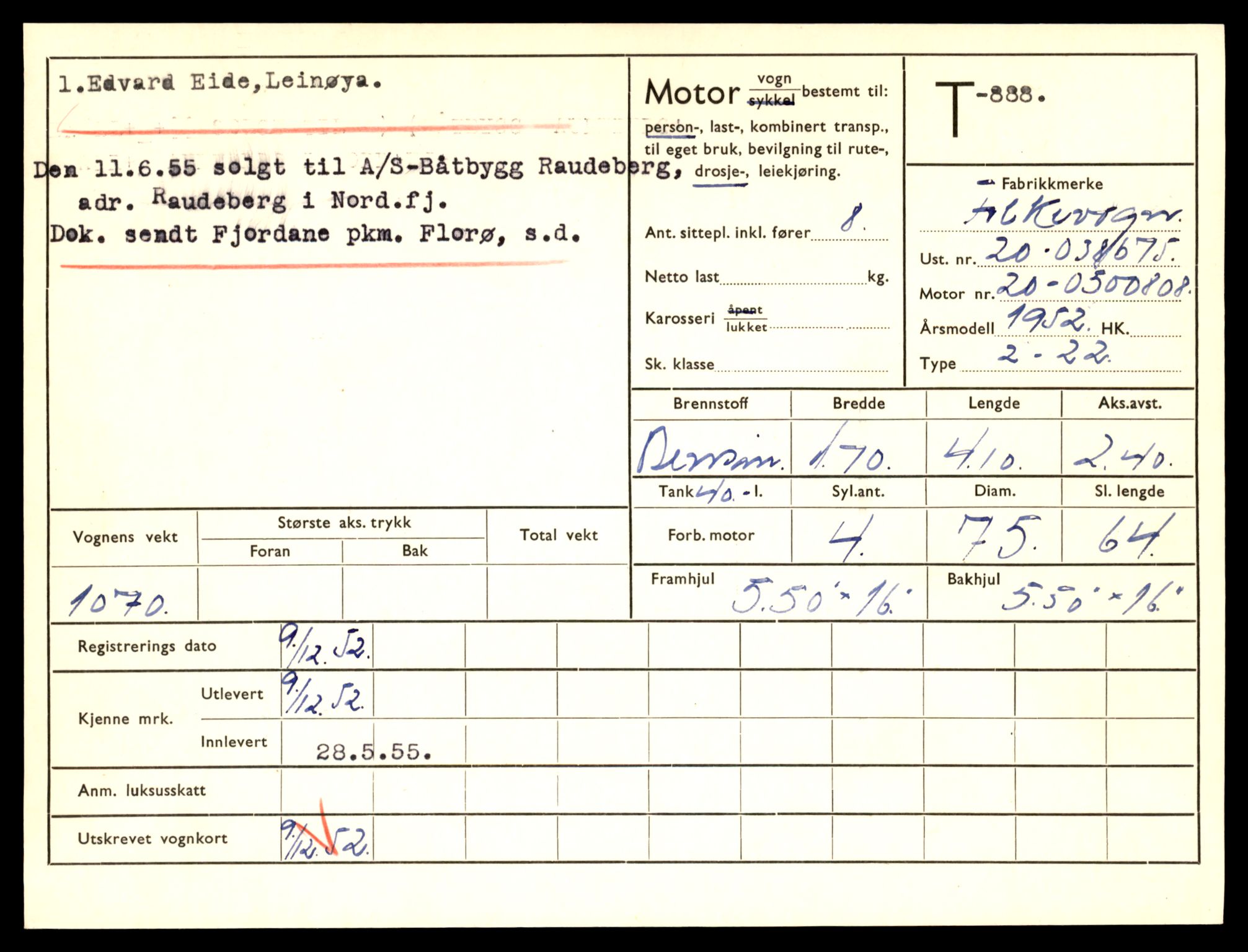 Møre og Romsdal vegkontor - Ålesund trafikkstasjon, SAT/A-4099/F/Fe/L0008: Registreringskort for kjøretøy T 747 - T 894, 1927-1998, p. 2918