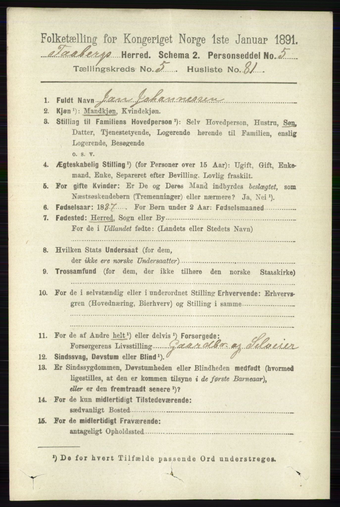 RA, 1891 census for 0524 Fåberg, 1891, p. 2136