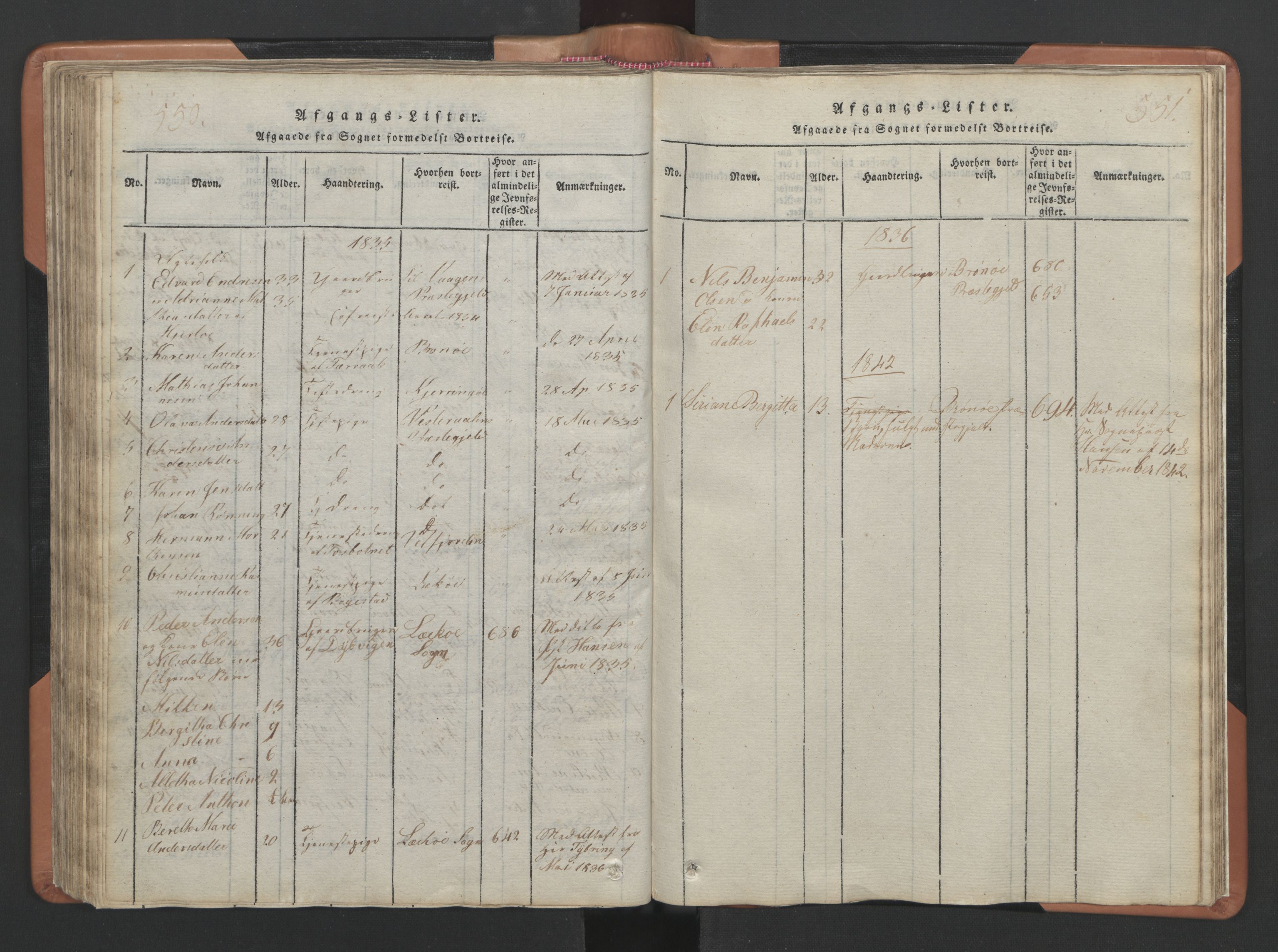 Ministerialprotokoller, klokkerbøker og fødselsregistre - Nordland, SAT/A-1459/810/L0157: Parish register (copy) no. 810C01, 1819-1842, p. 550-551