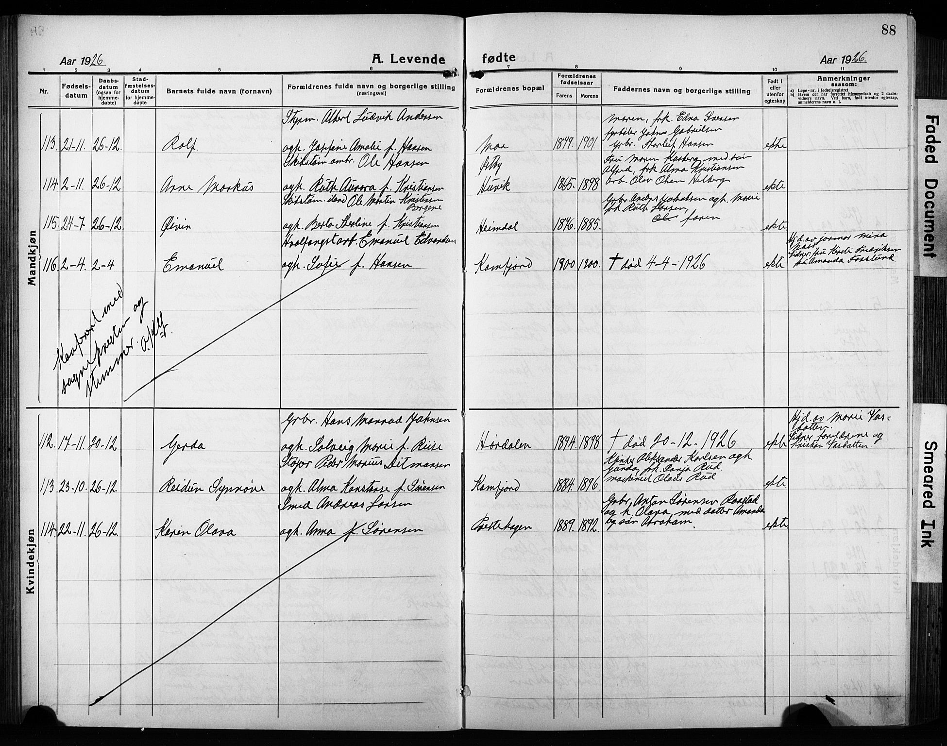 Sandar kirkebøker, AV/SAKO-A-243/G/Ga/L0004: Parish register (copy) no. 4, 1922-1932, p. 88