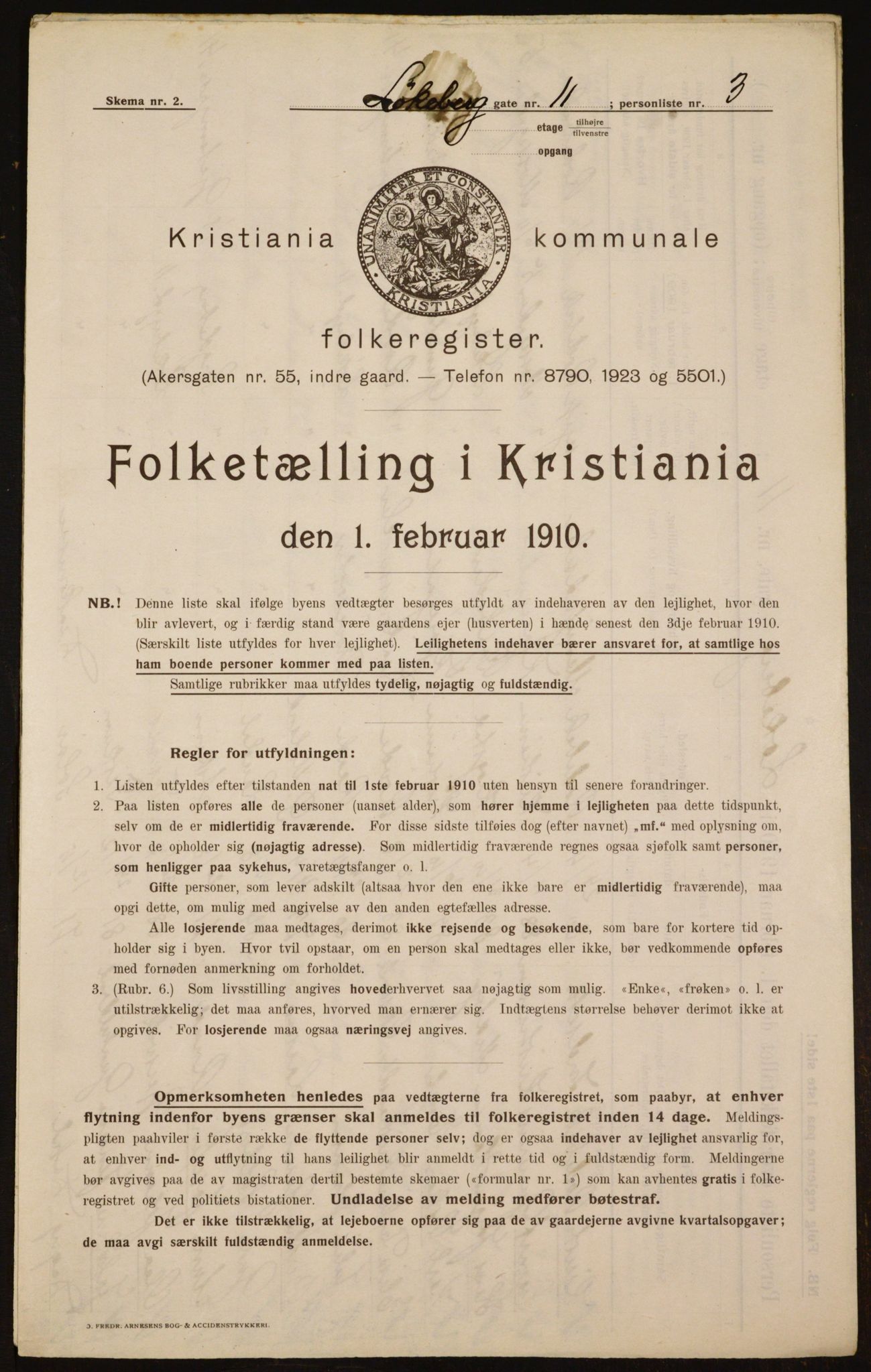 OBA, Municipal Census 1910 for Kristiania, 1910, p. 56598