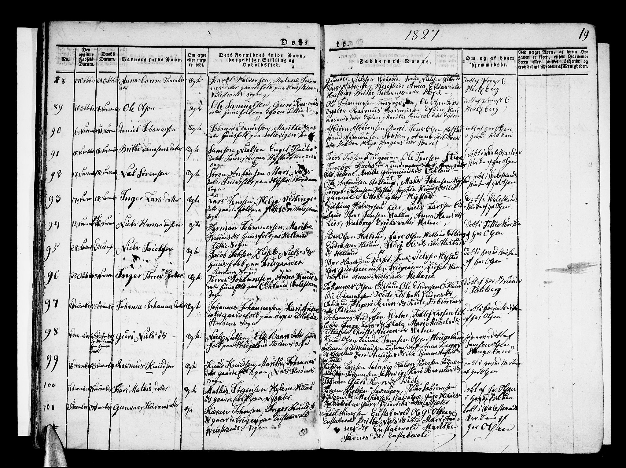 Stord sokneprestembete, AV/SAB-A-78201/H/Haa: Parish register (official) no. A 6, 1826-1840, p. 19