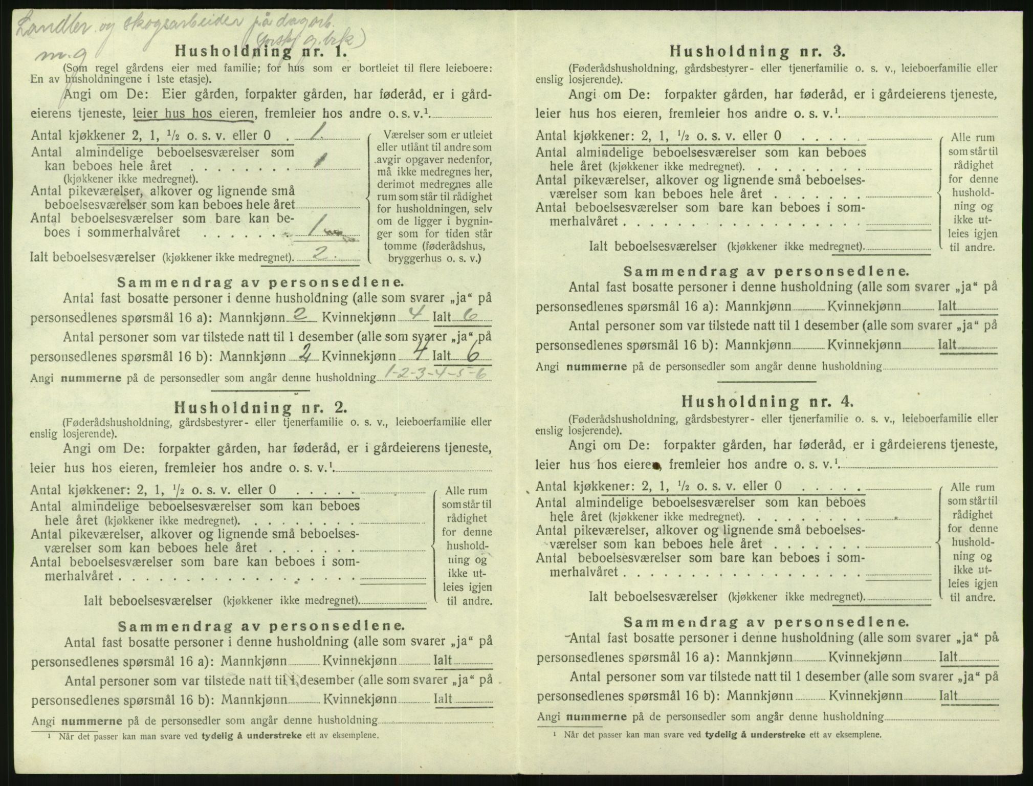 SAK, 1920 census for Mykland, 1920, p. 153