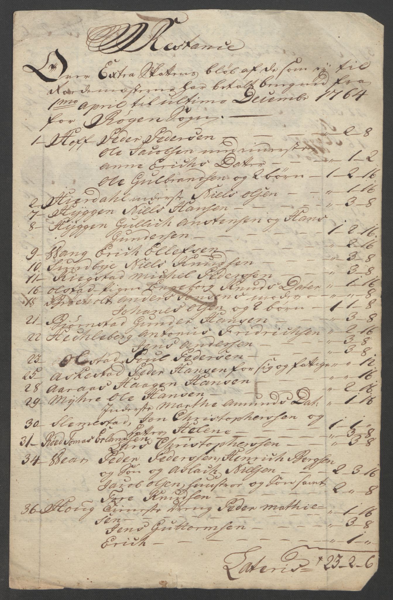 Rentekammeret inntil 1814, Reviderte regnskaper, Fogderegnskap, AV/RA-EA-4092/R31/L1833: Ekstraskatten Hurum, Røyken, Eiker, Lier og Buskerud, 1762-1764, p. 292