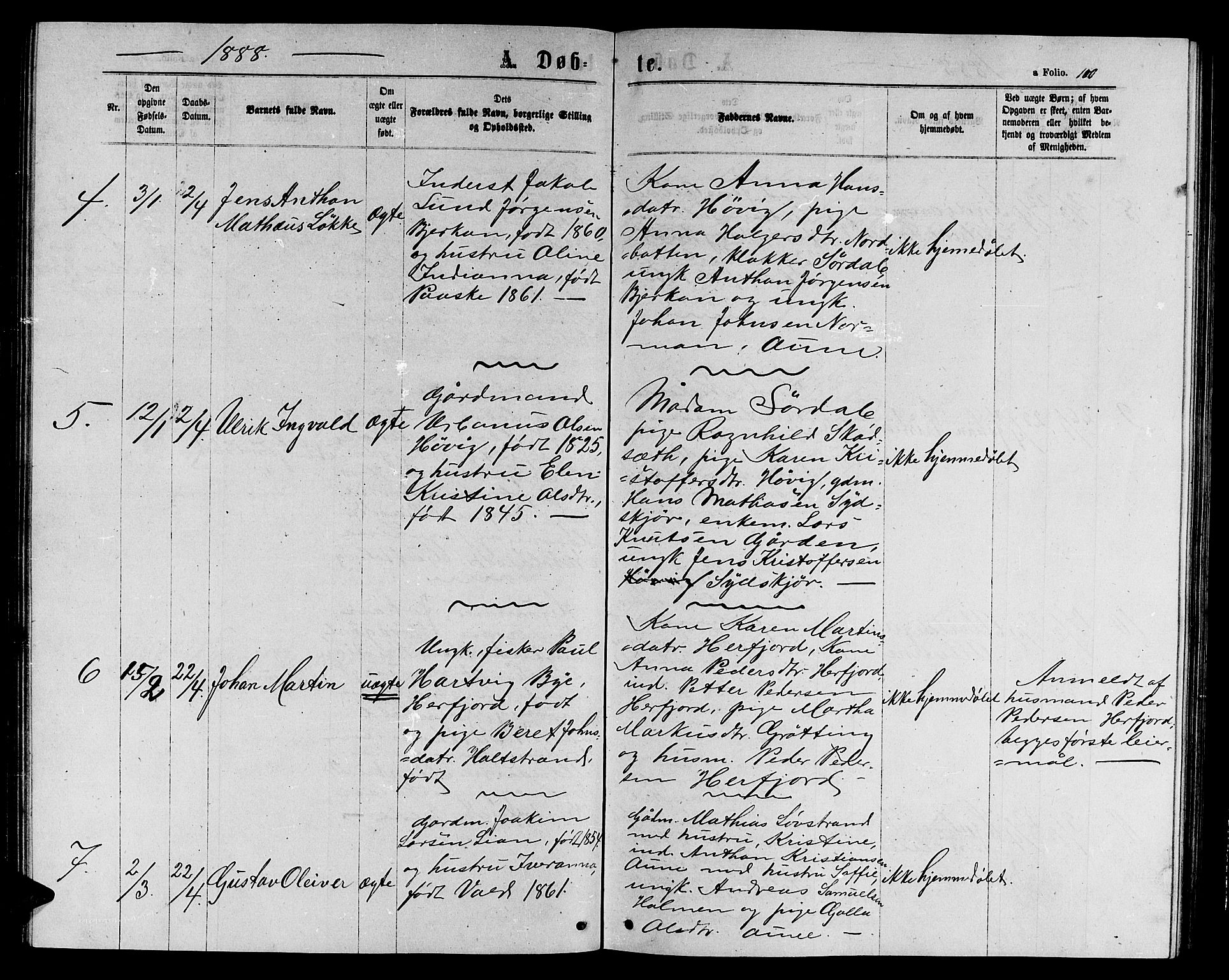 Ministerialprotokoller, klokkerbøker og fødselsregistre - Sør-Trøndelag, SAT/A-1456/656/L0695: Parish register (copy) no. 656C01, 1867-1889, p. 100
