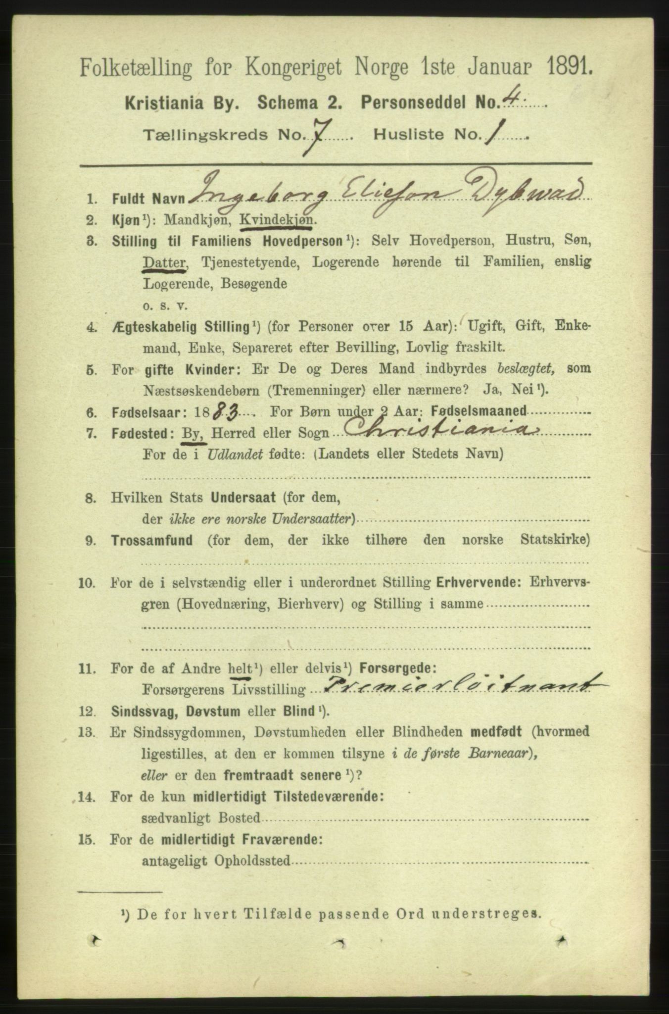 RA, 1891 census for 0301 Kristiania, 1891, p. 2769