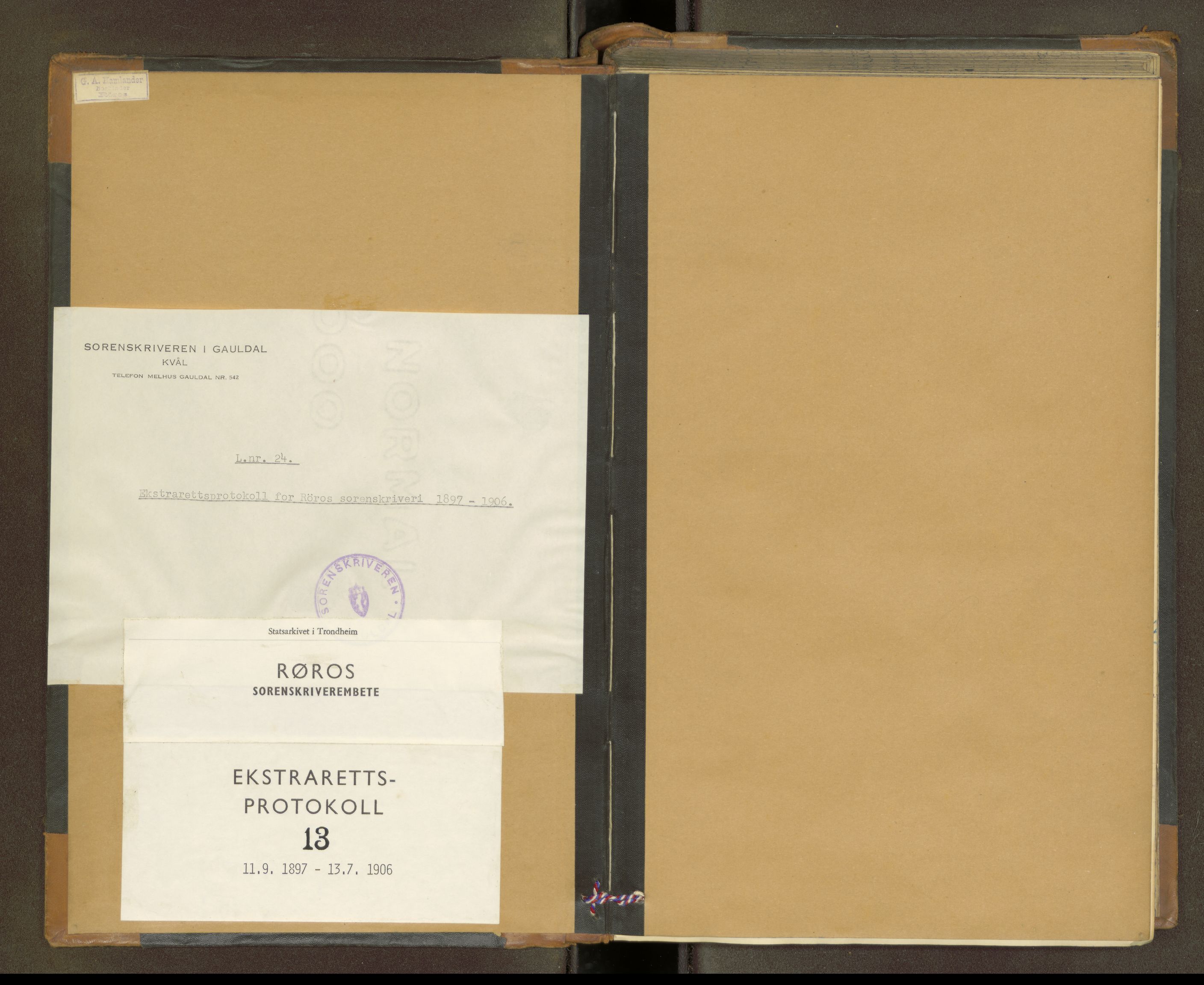 Røros sorenskriveri, SAT/A-0023/1/1B/L0013: Ekstrarettsprotokoll, 1897-1906