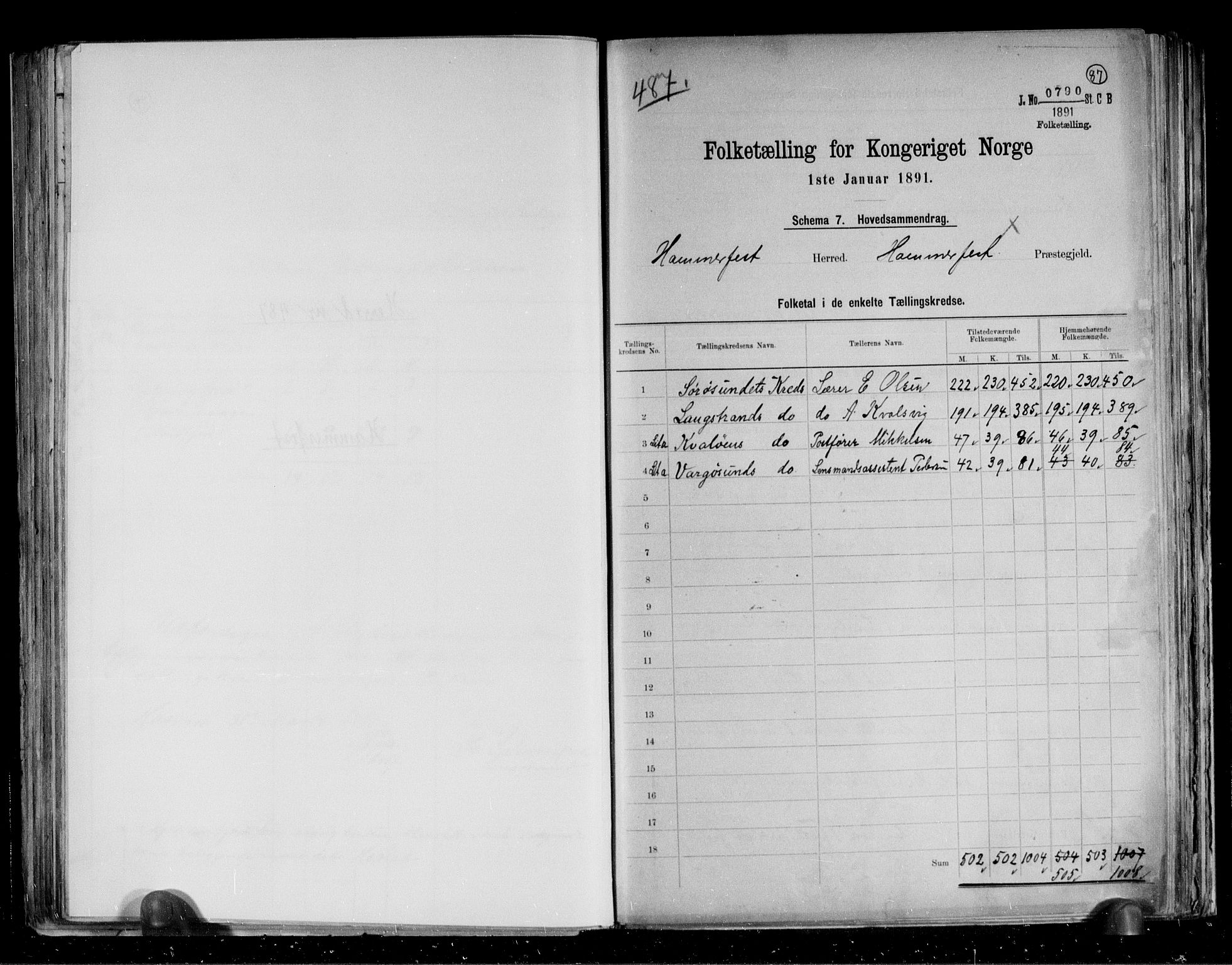 RA, 1891 census for 2016 Hammerfest, 1891, p. 2