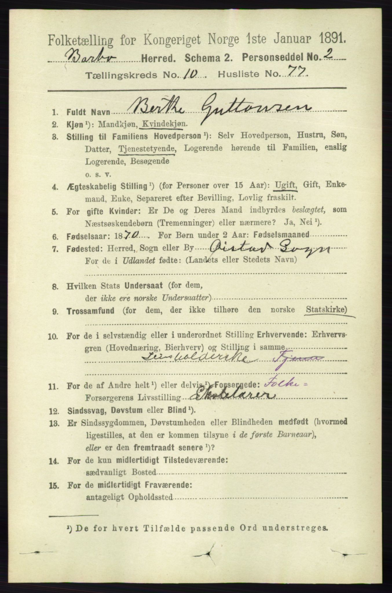 RA, 1891 census for 0990 Barbu, 1891, p. 8265