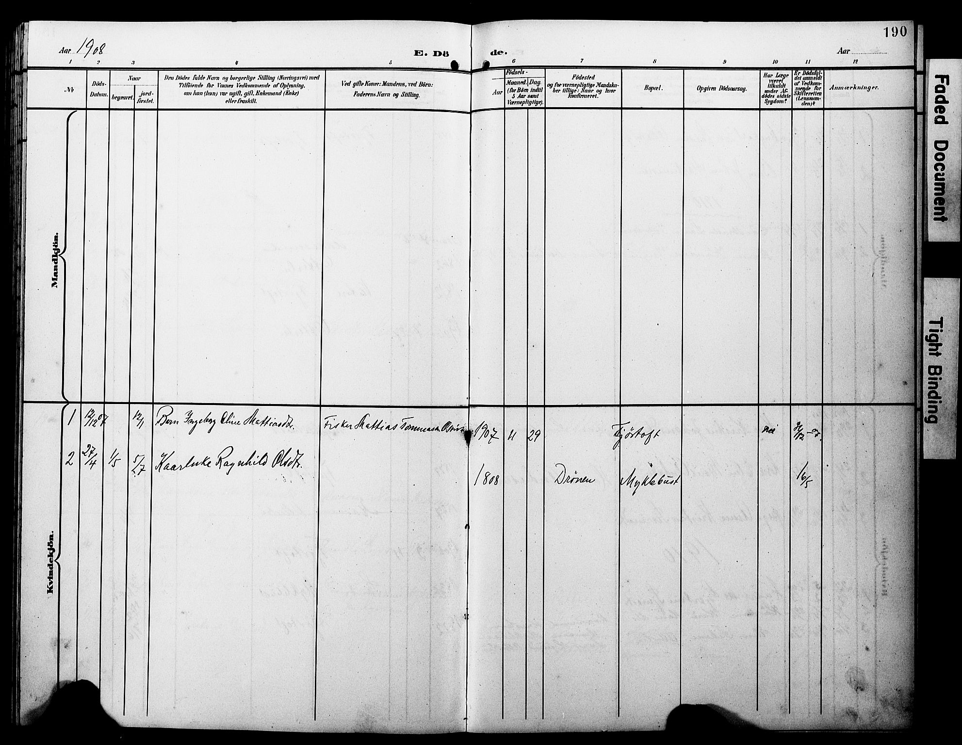 Ministerialprotokoller, klokkerbøker og fødselsregistre - Møre og Romsdal, AV/SAT-A-1454/538/L0524: Parish register (copy) no. 538C02, 1901-1931, p. 190